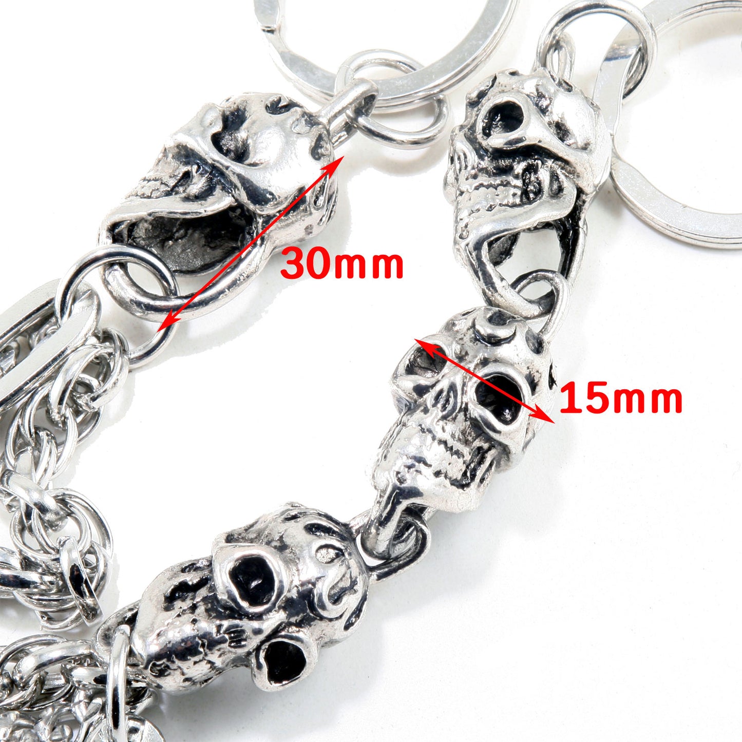 DK Multi Roof Skull Biker Trucker Jean Wallet Key Chain (26") BLK,SLV CS04MLT