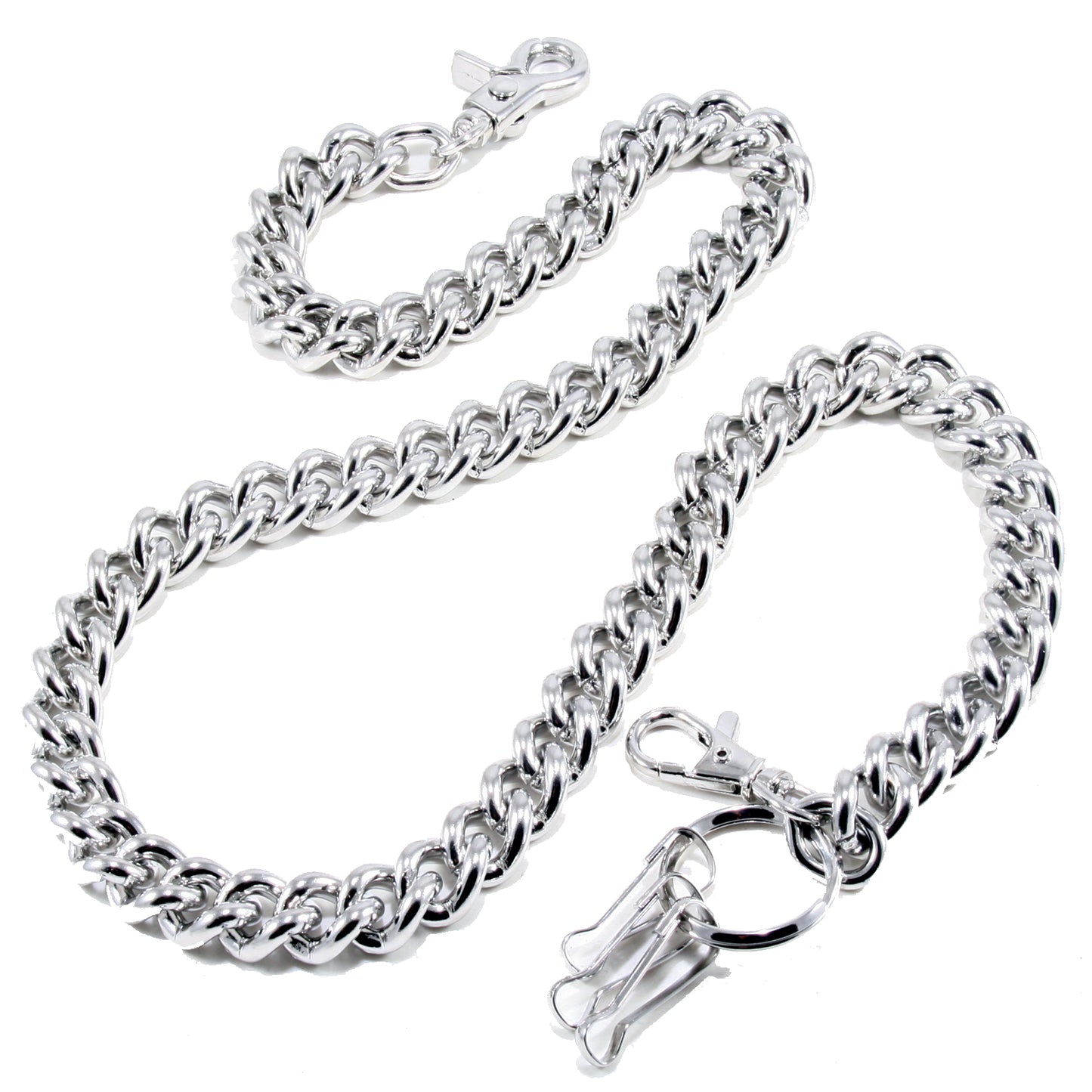 DK Simple Basic Thick Heavy Biker Trucker Key Jean Wallet Chain (13,21,31") SLV/BLK CS08MLT