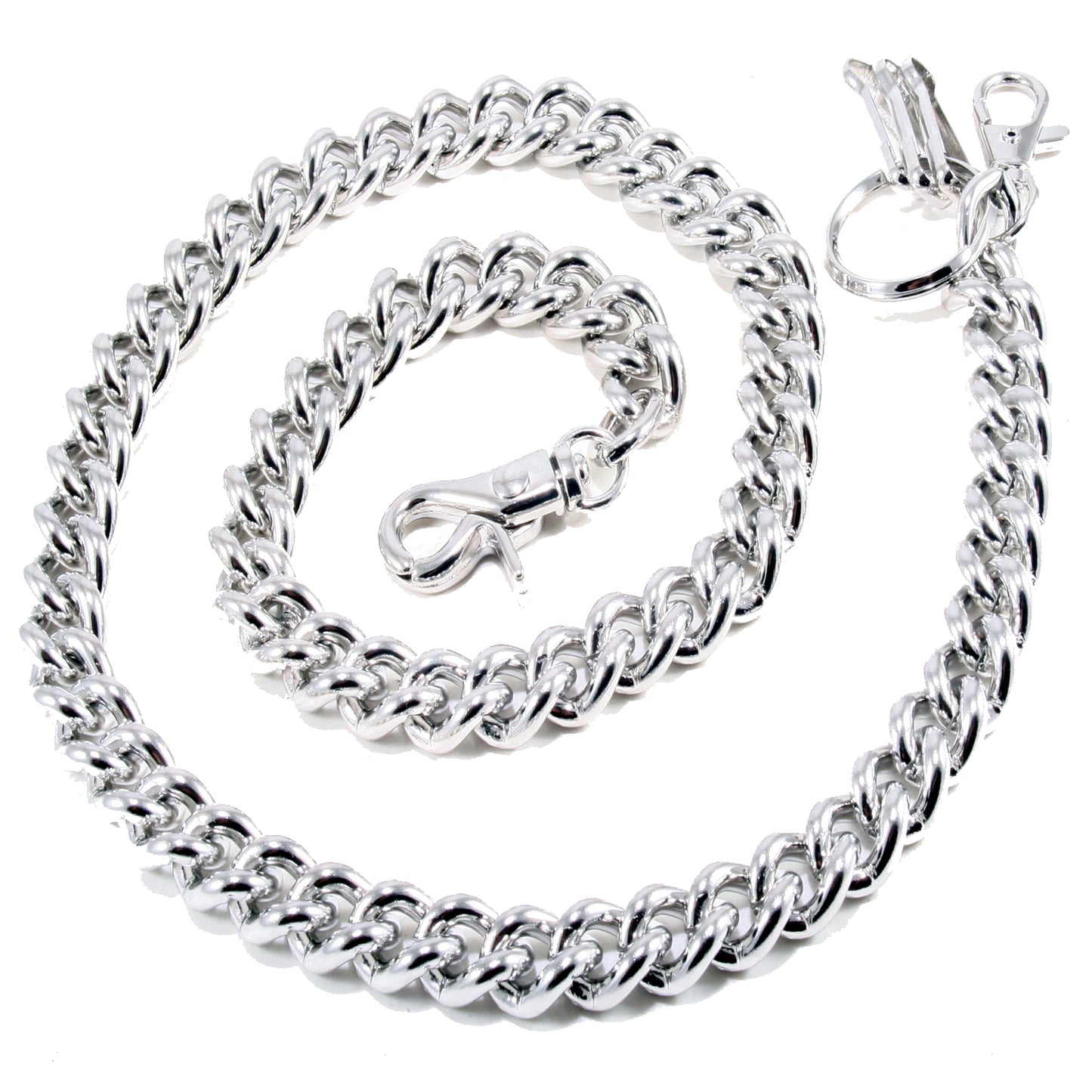 DK Simple Basic Thick Heavy Biker Trucker Key Jean Wallet Chain (13,21,31") SLV/BLK CS08MLT