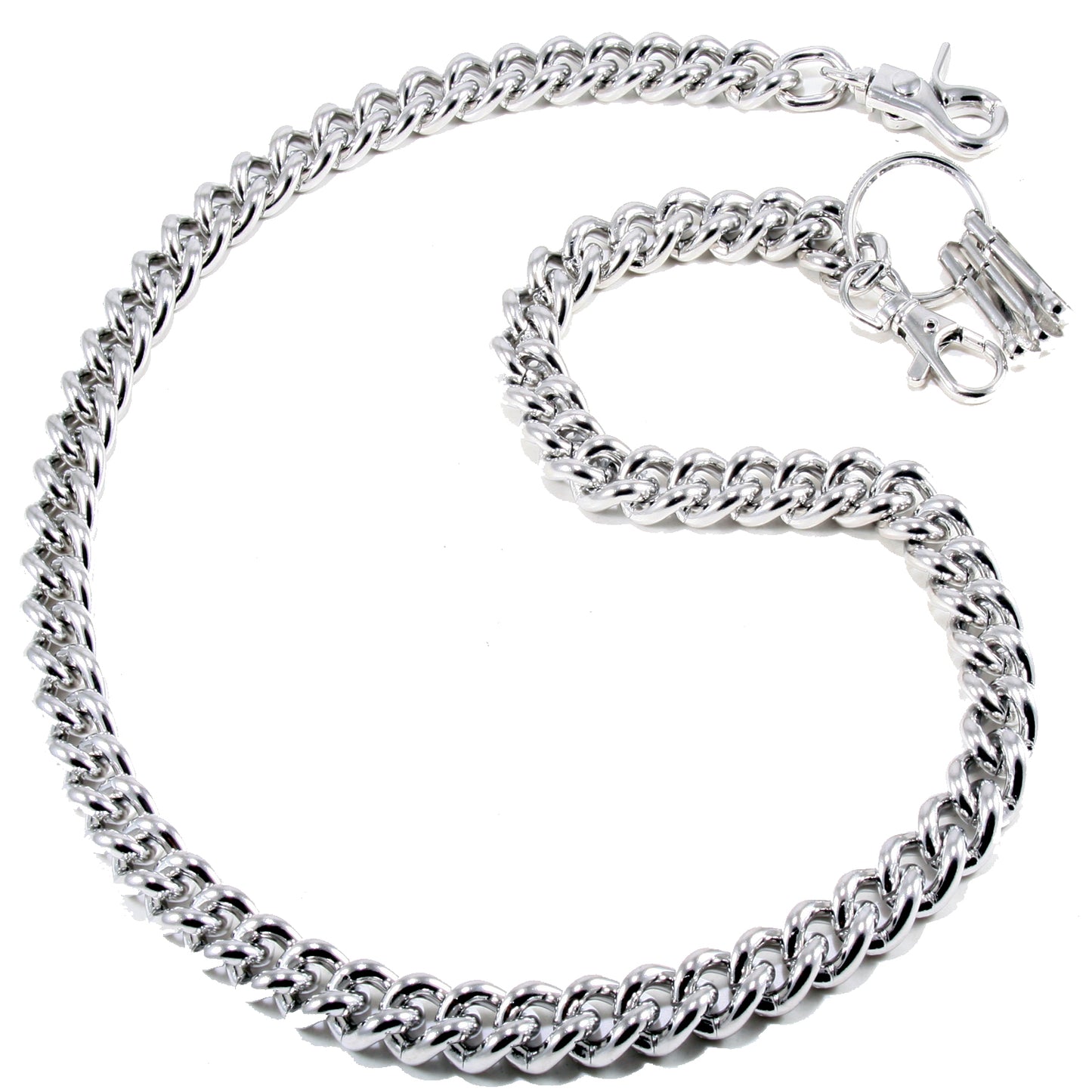 DK Simple Basic Thick Heavy Biker Trucker Key Jean Wallet Chain (13,21,31") SLV/BLK CS08MLT