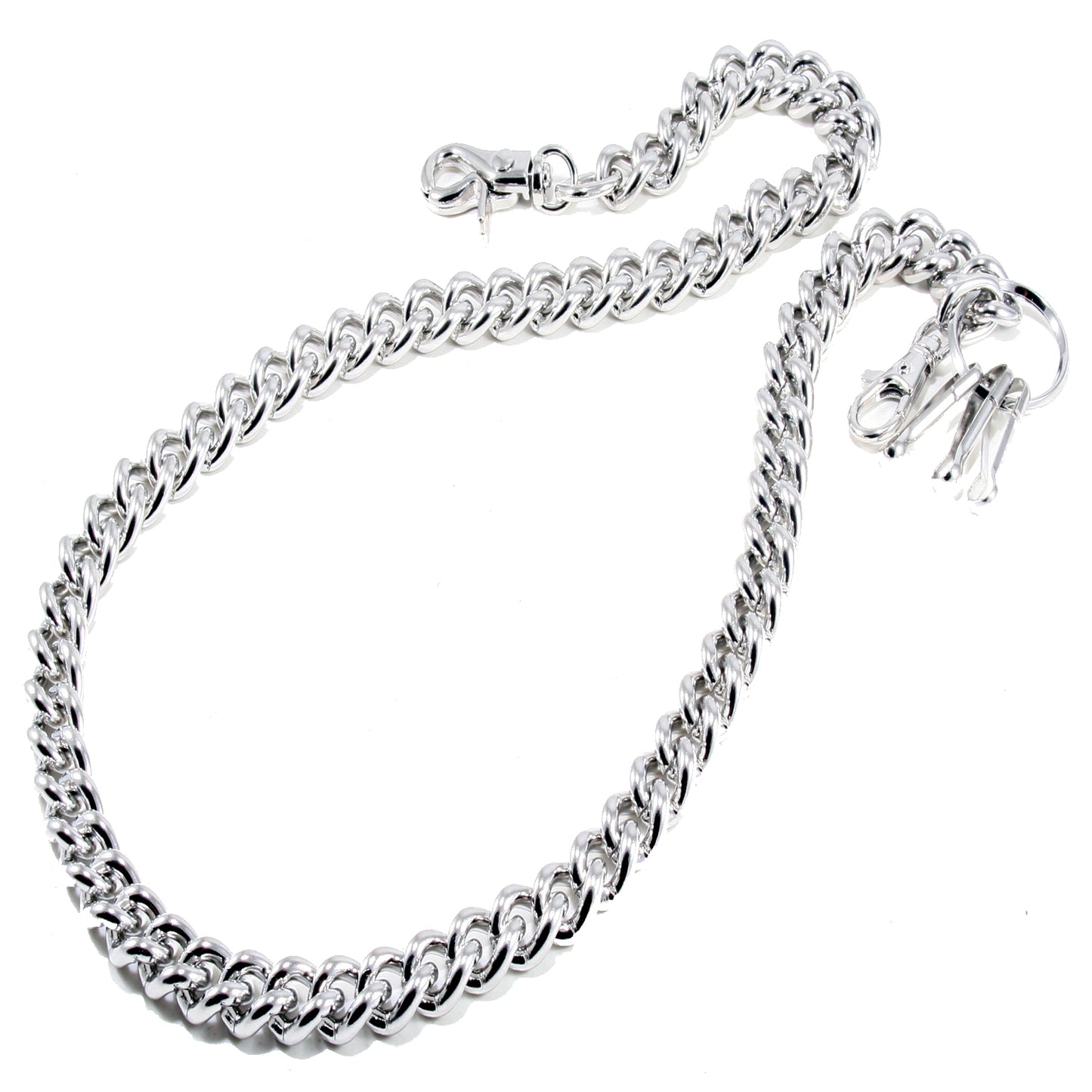 DK Simple Basic Thick Heavy Biker Trucker Key Jean Wallet Chain (13,21,31") SLV/BLK CS08MLT