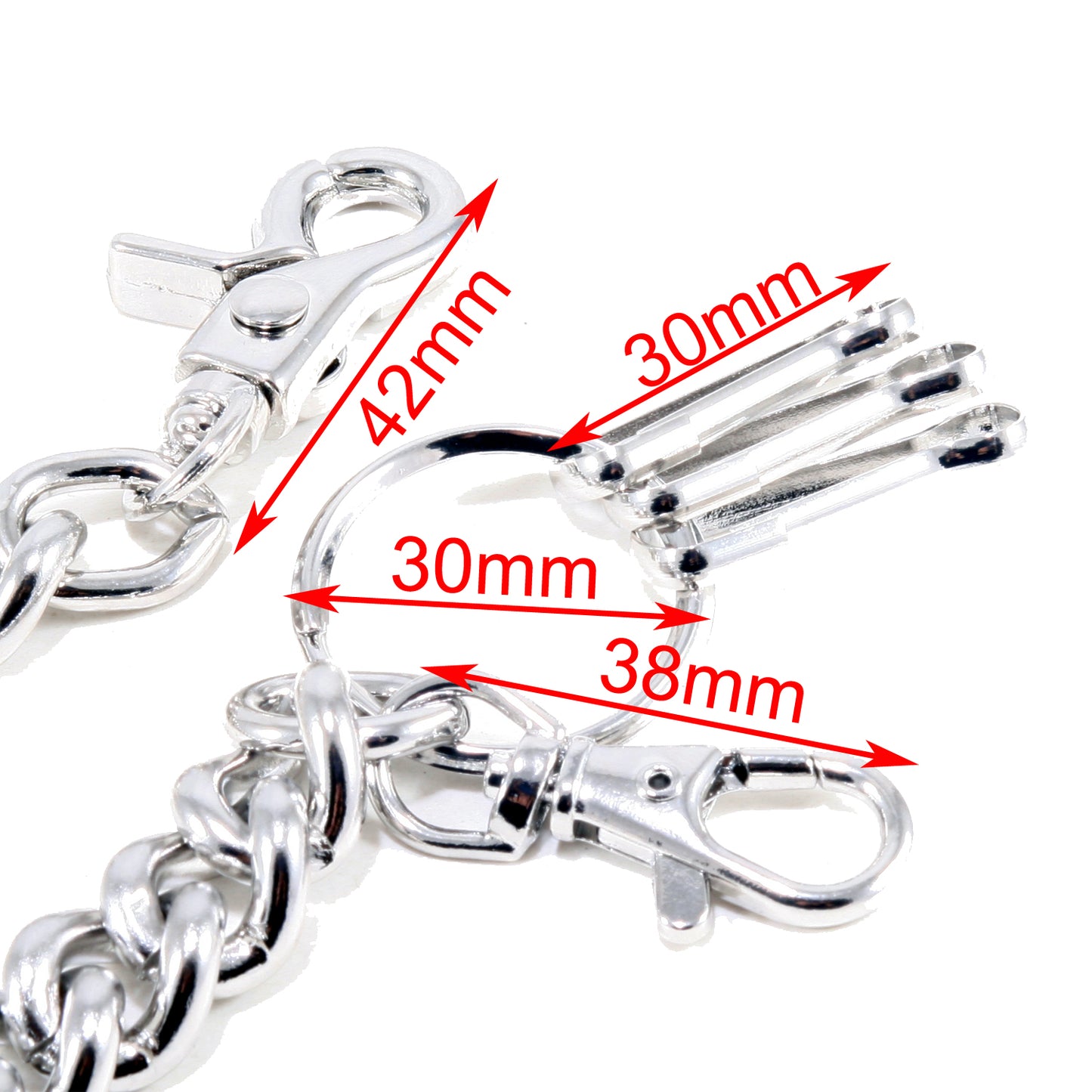 DK Simple Basic Thick Heavy Biker Trucker Key Jean Wallet Chain (13,21,31") SLV/BLK CS08MLT