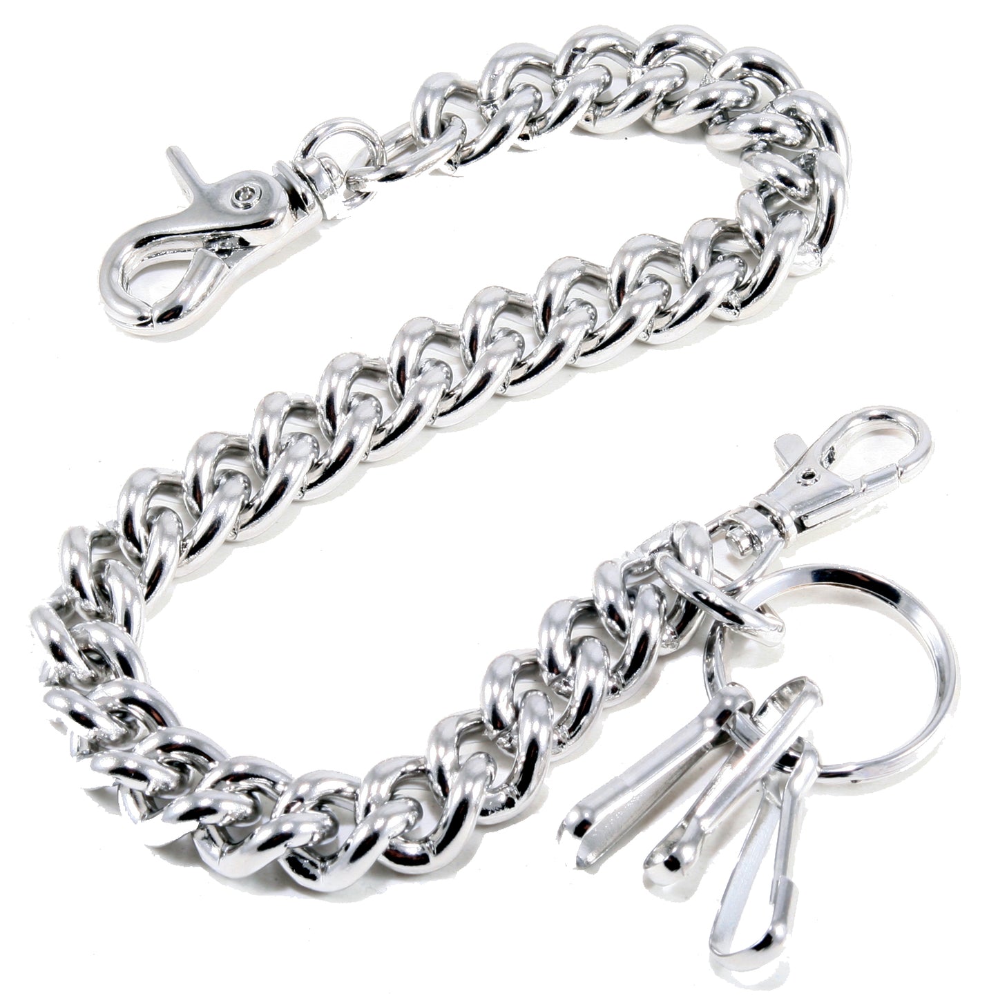 DK Simple Basic Thick Heavy Biker Trucker Key Jean Wallet Chain (13,21,31") SLV/BLK CS08MLT