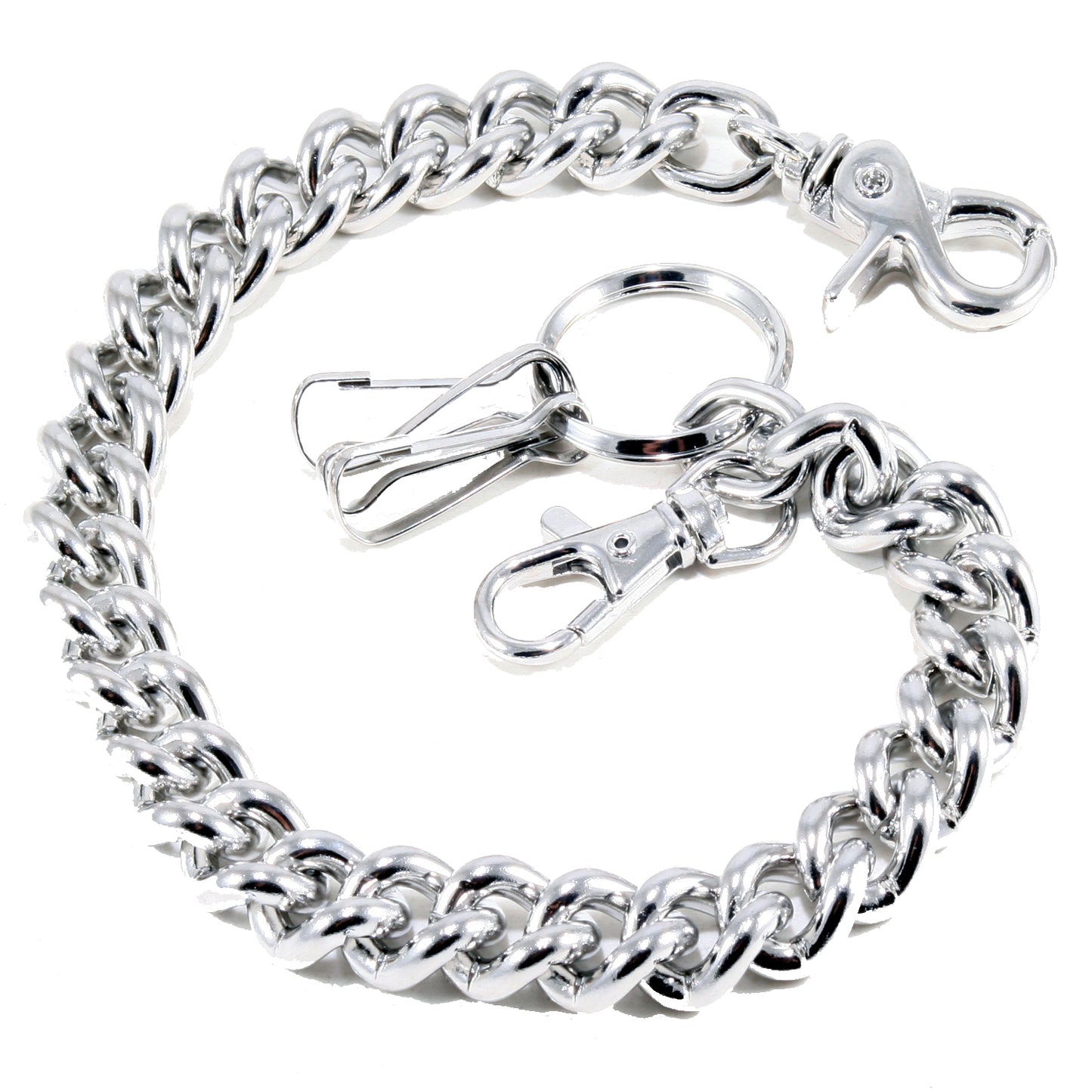 DK Simple Basic Thick Heavy Biker Trucker Key Jean Wallet Chain (13,21,31") SLV/BLK CS08MLT