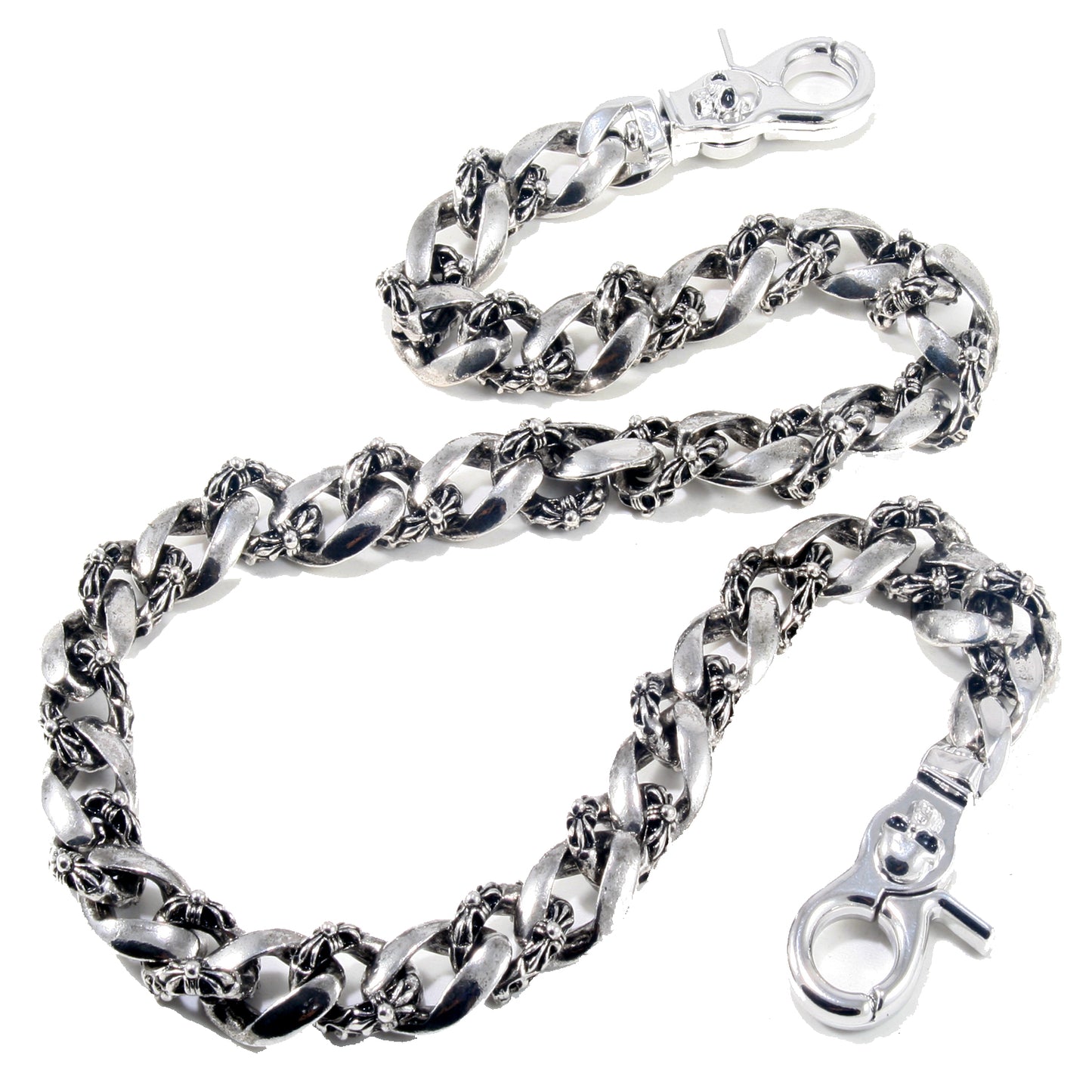 DK Medieval Skull Symbol Biker Trucker Key Jean Wallet Chain (27") Silver CS09