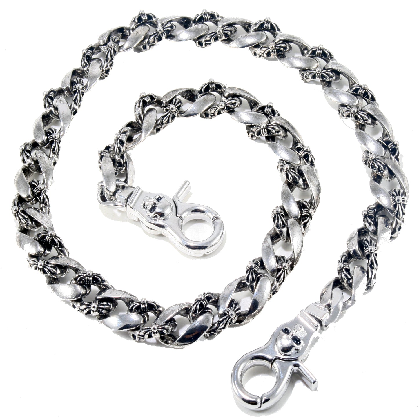 DK Medieval Skull Symbol Biker Trucker Key Jean Wallet Chain (27") Silver CS09