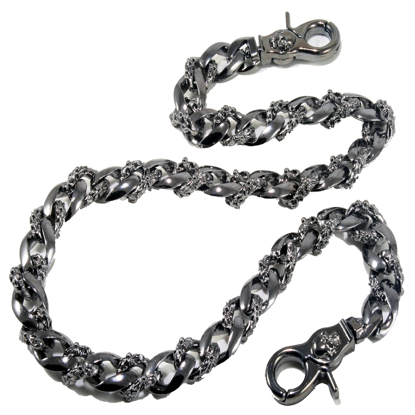 DK Medieval Skull Symbol Biker Trucker Key Jean Wallet Chain (27") Silver CS09