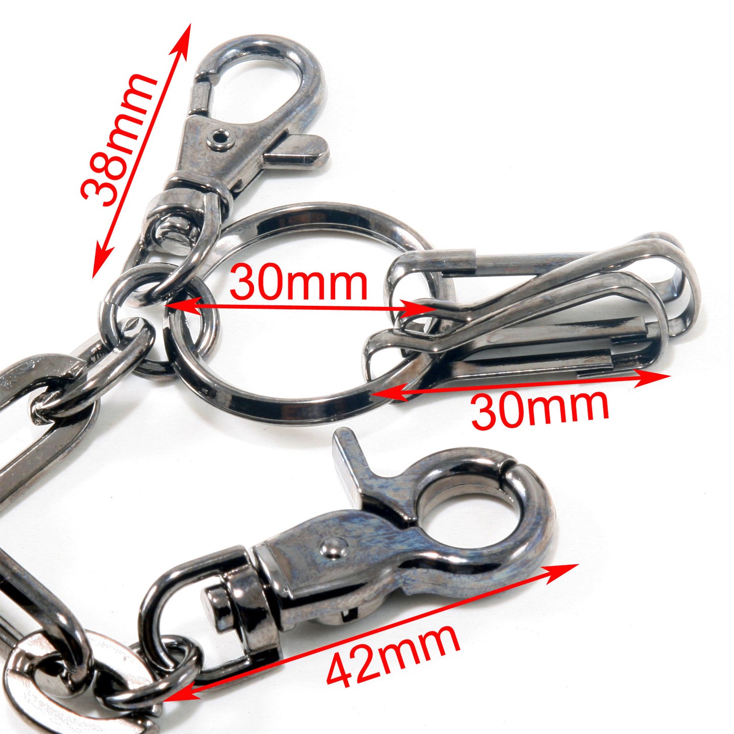 DK Durable Simple Basic Biker Trucker Key Jean Wallet Chain (22.5") SLV/BLK NCS65MLT