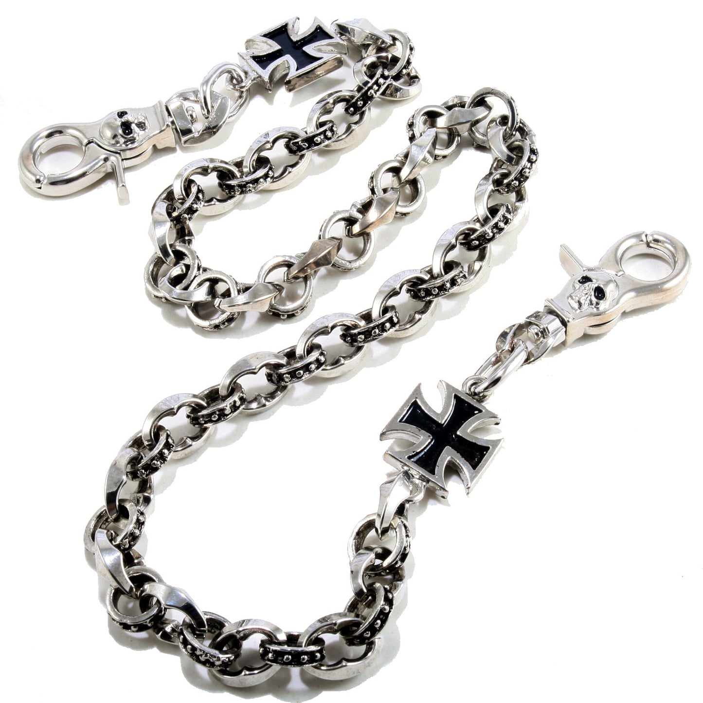 DK Cross Pendant Classic Biker Trucker Key Jean Wallet Chain (22/28")Silver CS111