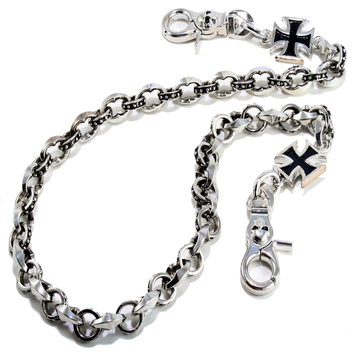 DK Cross Pendant Classic Biker Trucker Key Jean Wallet Chain (22/28")Silver CS111