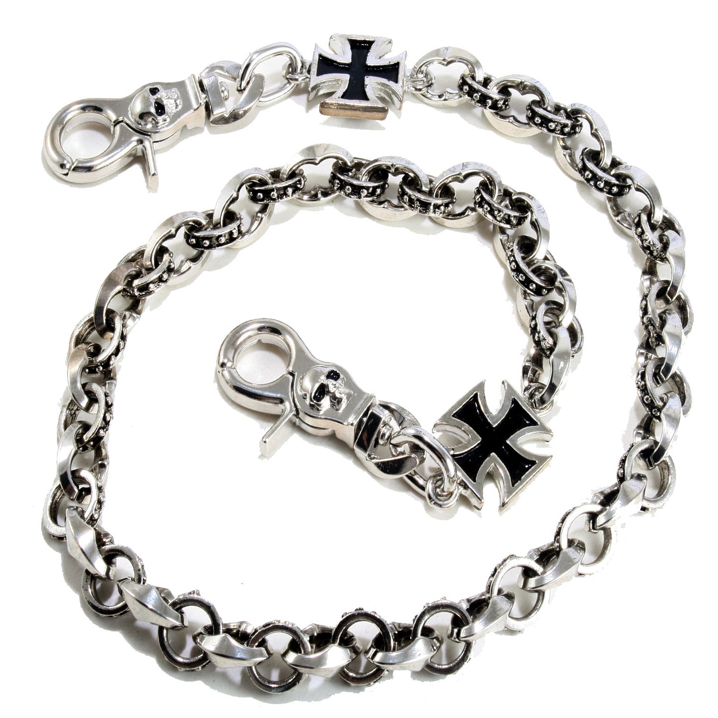 DK Cross Pendant Classic Biker Trucker Key Jean Wallet Chain (22/28")Silver CS111