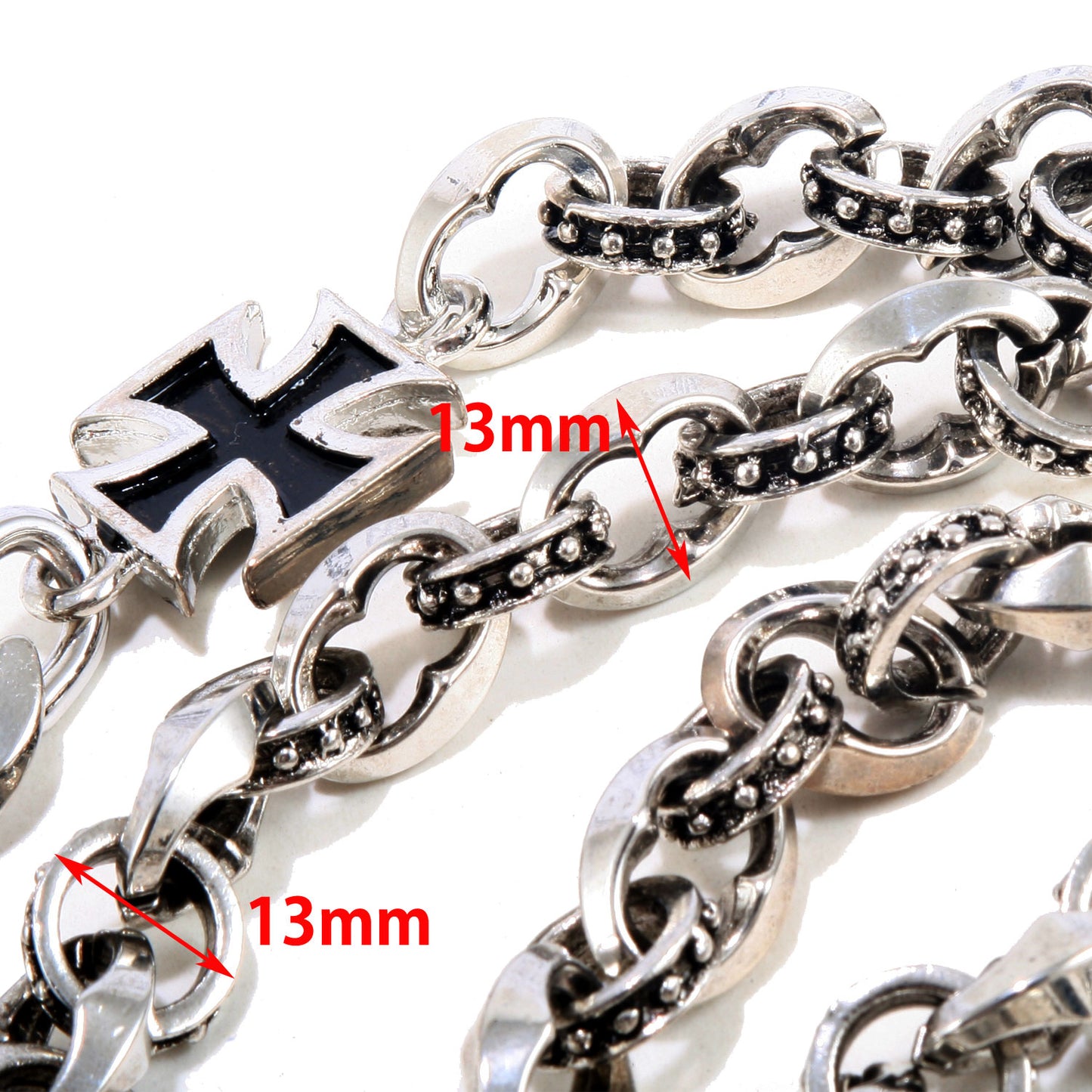 DK Cross Pendant Classic Biker Trucker Key Jean Wallet Chain (22/28")Silver CS111