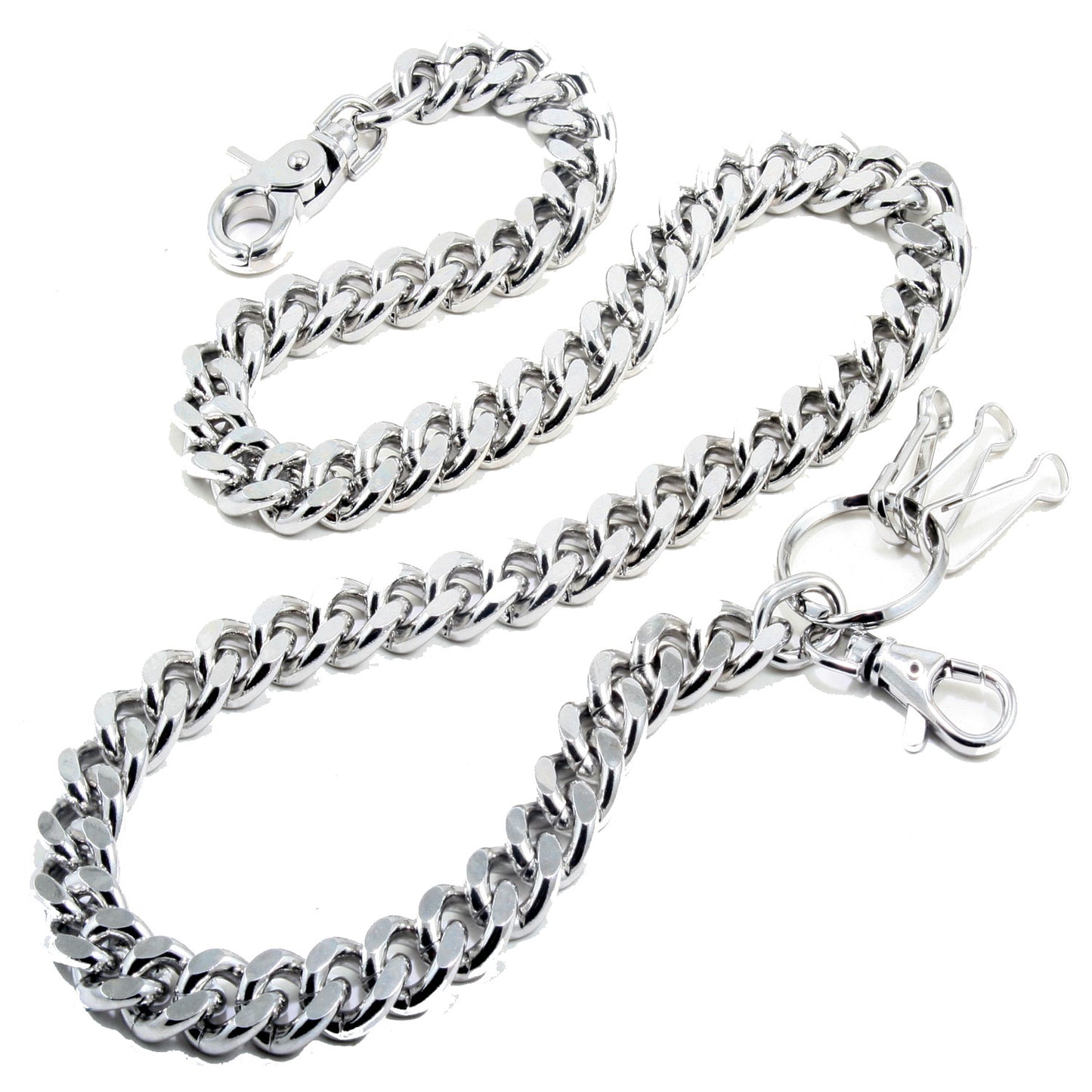 DK Simple Thick Biker Trucker Keychain Key Jean Wallet Chain (13/20/30") SLV/BLK CS124MLT