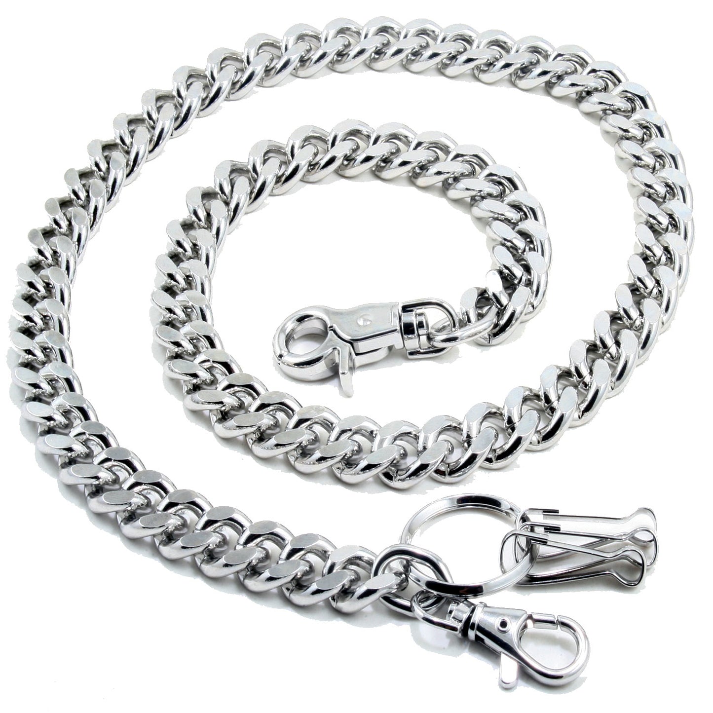 DK Simple Thick Biker Trucker Keychain Key Jean Wallet Chain (13/20/30") SLV/BLK CS124MLT