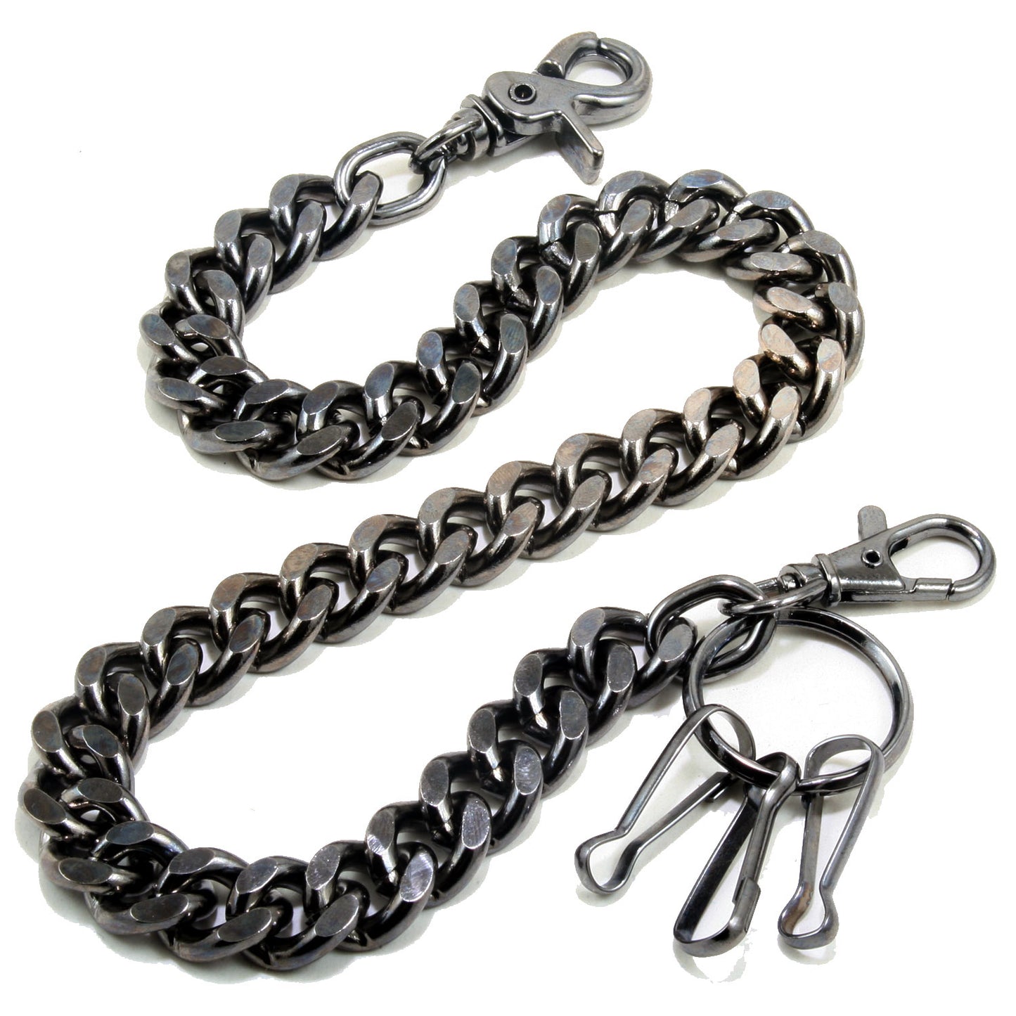 DK Simple Thick Biker Trucker Keychain Key Jean Wallet Chain (13/20/30") SLV/BLK CS124MLT