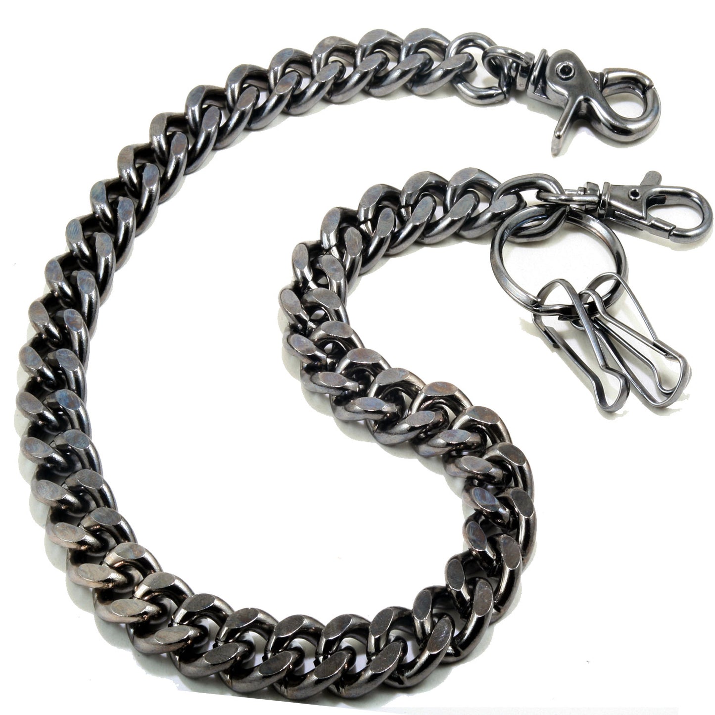 DK Simple Thick Biker Trucker Keychain Key Jean Wallet Chain (13/20/30") SLV/BLK CS124MLT