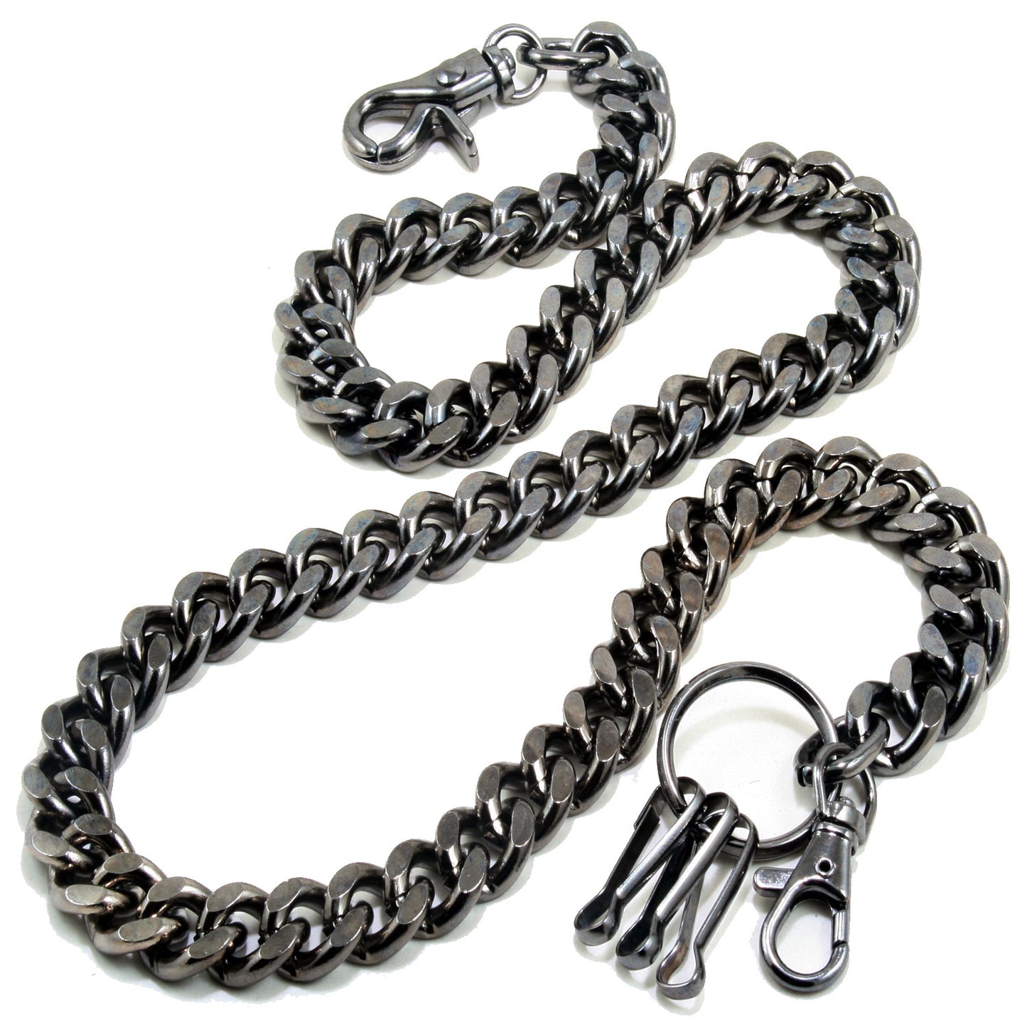 DK Simple Thick Biker Trucker Keychain Key Jean Wallet Chain (13/20/30") SLV/BLK CS124MLT