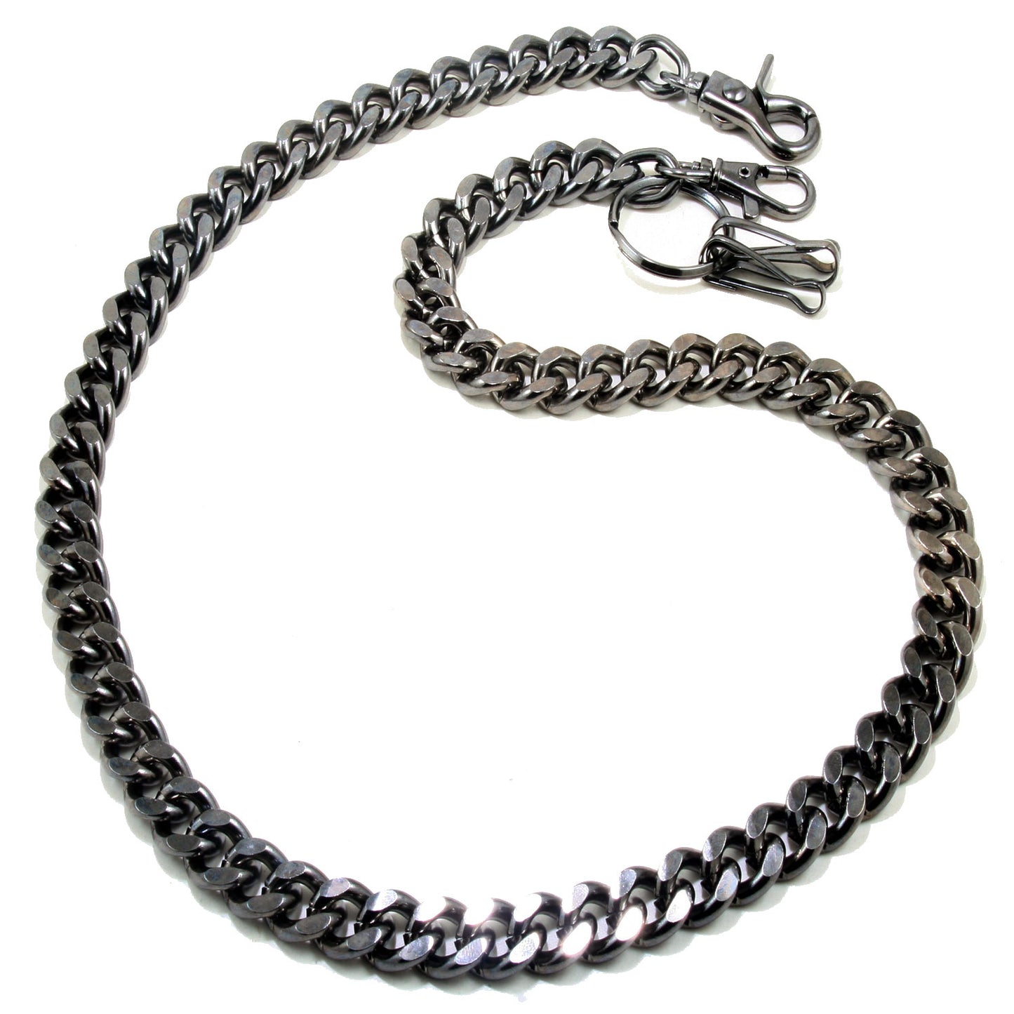 DK Simple Thick Biker Trucker Keychain Key Jean Wallet Chain (13/20/30") SLV/BLK CS124MLT