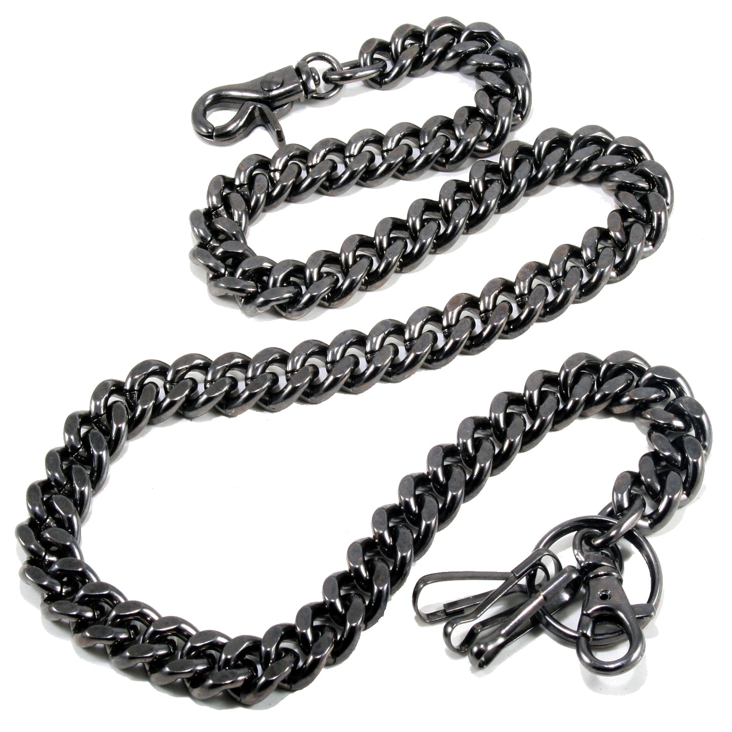 DK Simple Basic Thick Heavy Biker Trucker Key Jean Wallet Chain (13,21,31") SLV/BLK CS08MLT