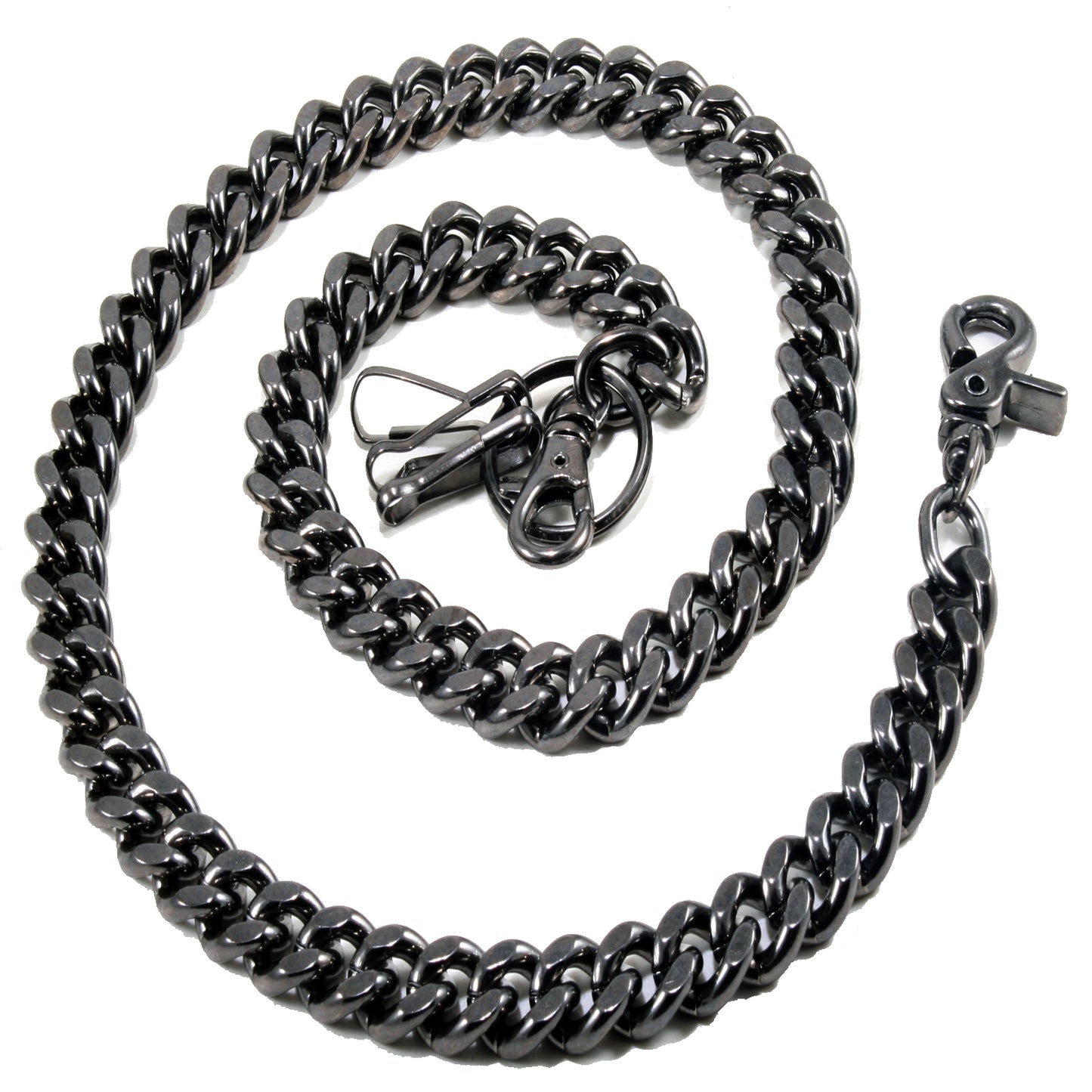 DK Simple Basic Thick Heavy Biker Trucker Key Jean Wallet Chain (13,21,31") SLV/BLK CS08MLT