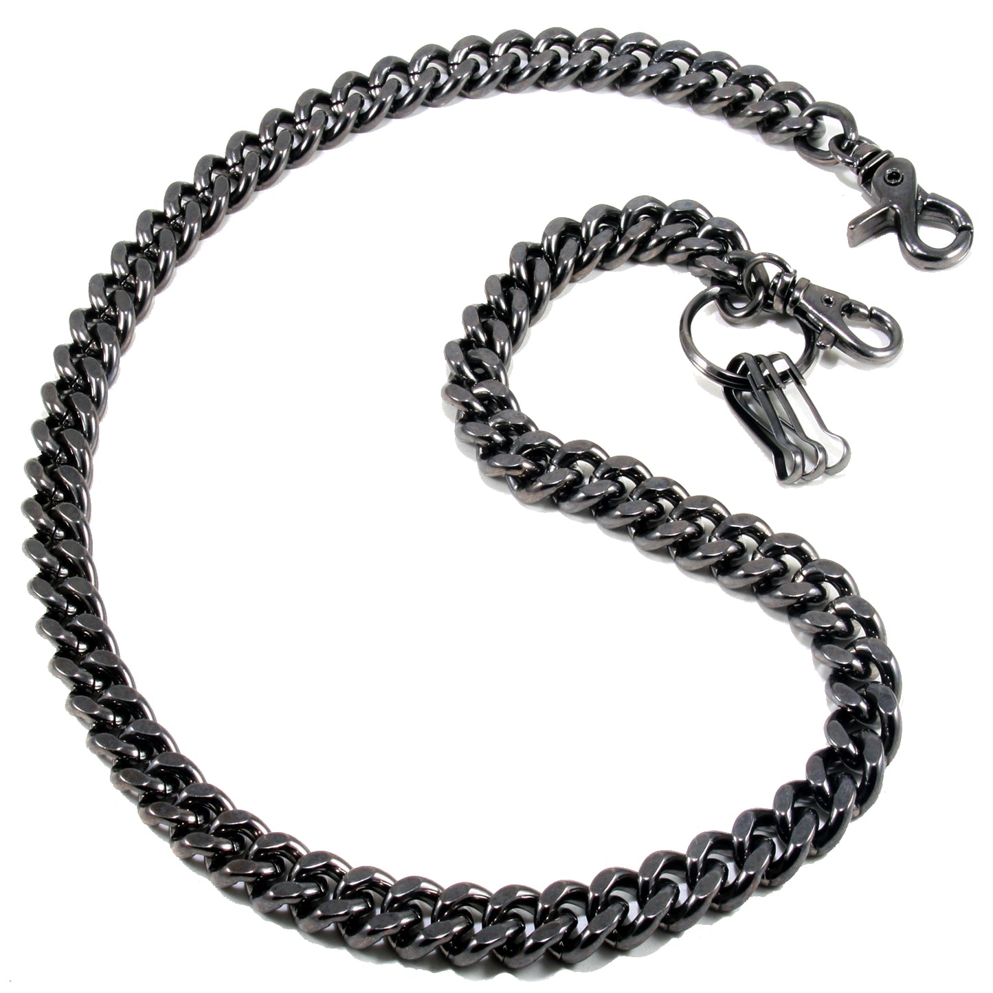 DK Simple Basic Thick Heavy Biker Trucker Key Jean Wallet Chain (13,21,31") SLV/BLK CS08MLT