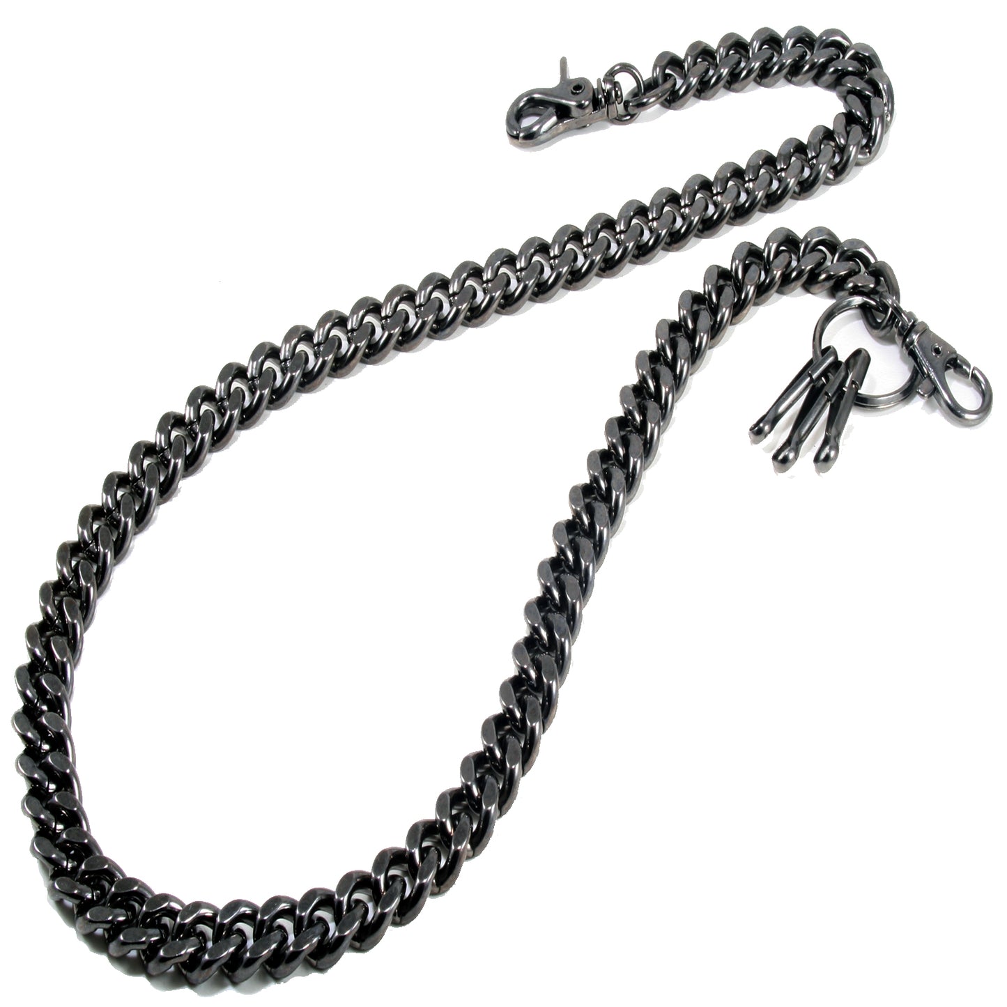DK Simple Basic Thick Heavy Biker Trucker Key Jean Wallet Chain (13,21,31") SLV/BLK CS08MLT