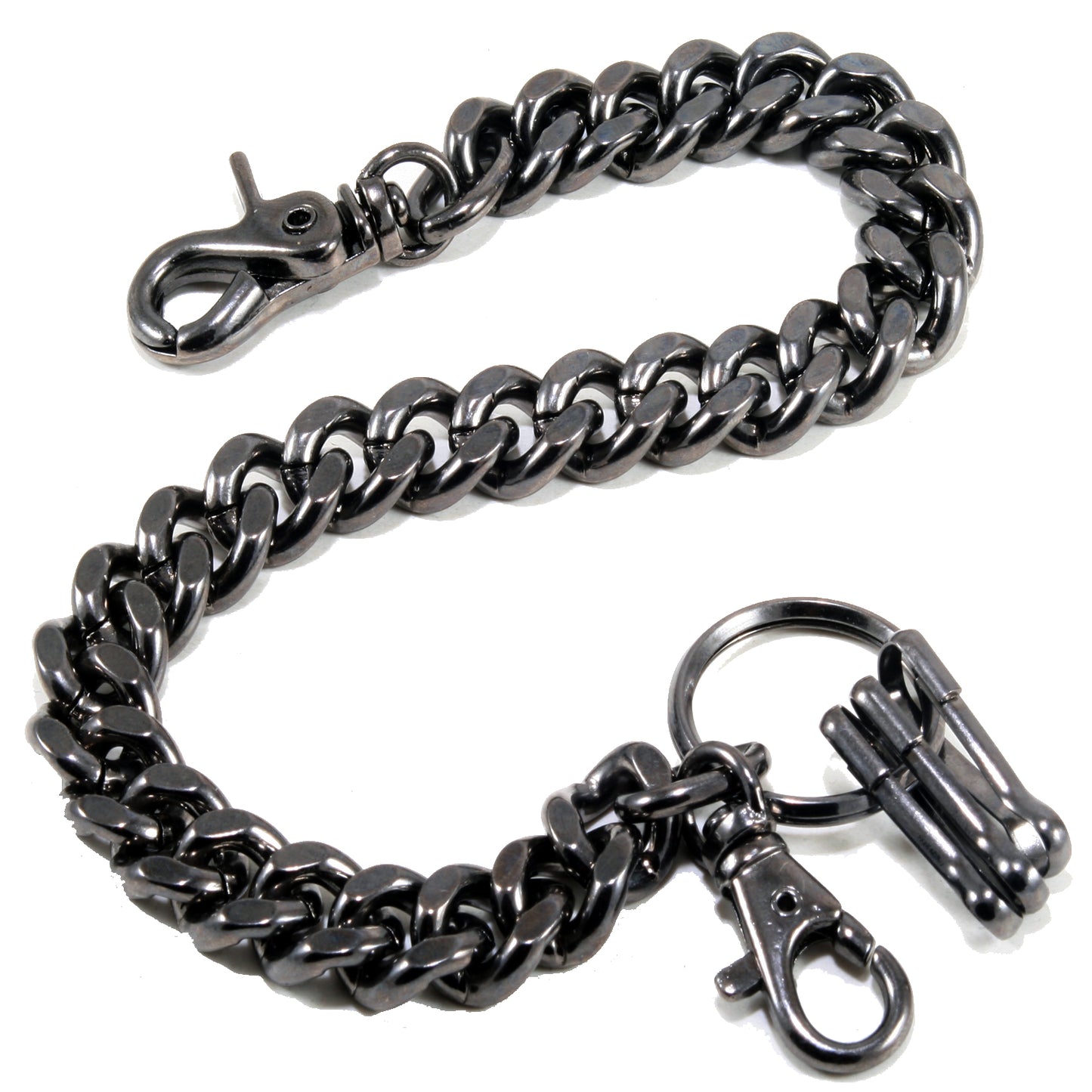 DK Simple Basic Thick Heavy Biker Trucker Key Jean Wallet Chain (13,21,31") SLV/BLK CS08MLT