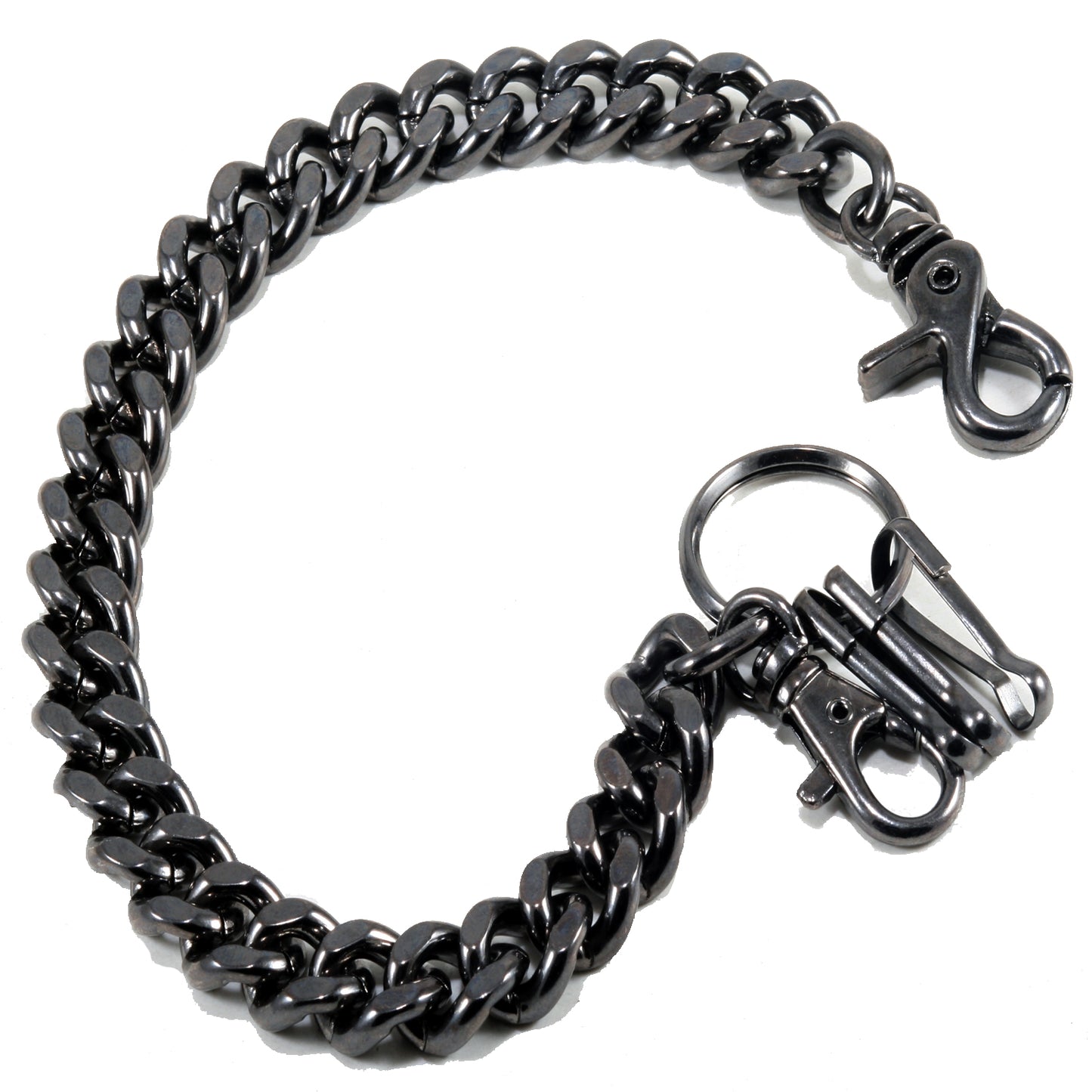DK Simple Basic Thick Heavy Biker Trucker Key Jean Wallet Chain (13,21,31") SLV/BLK CS08MLT