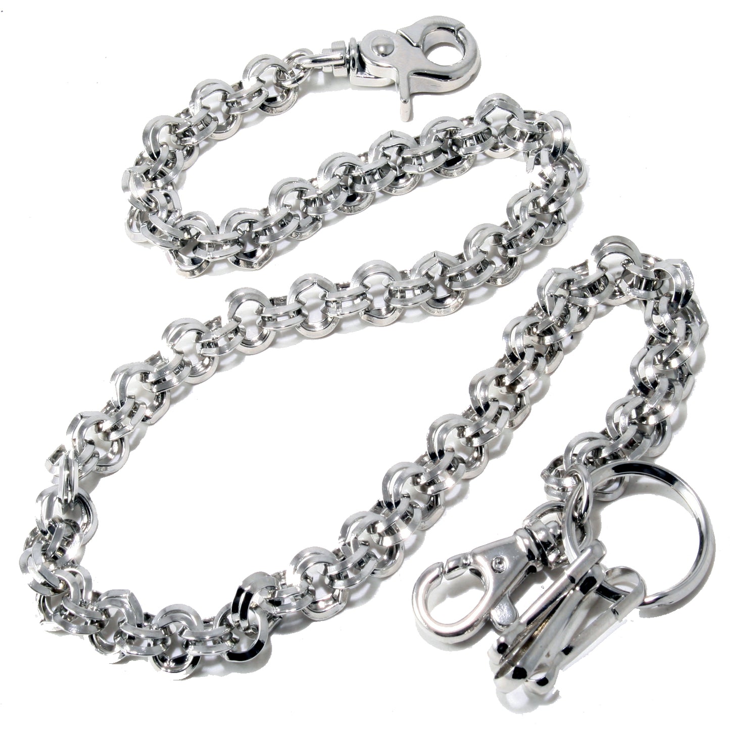 DK 2 Ring Biker Trucker Keychain Key Jean Wallet Chain (26.5") Silver CS125MLT