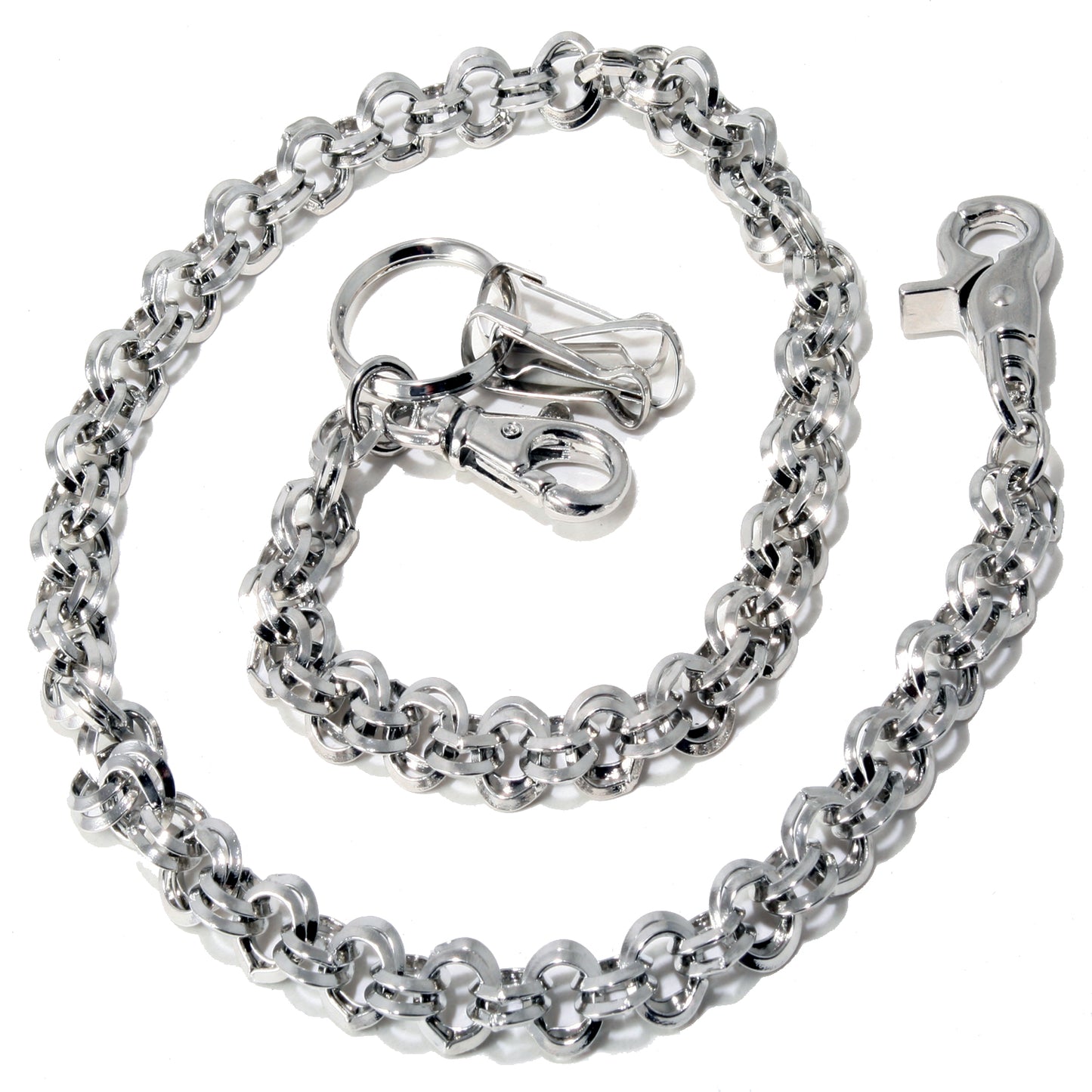 DK 2 Ring Biker Trucker Keychain Key Jean Wallet Chain (26.5") Silver CS125MLT