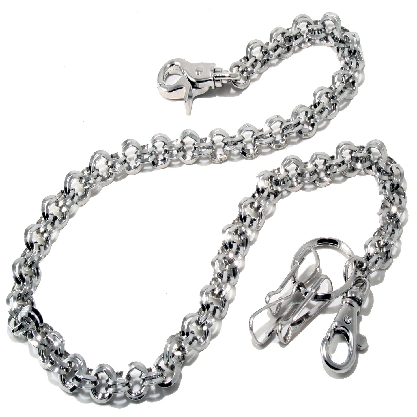 DK 2 Ring Biker Trucker Keychain Key Jean Wallet Chain (26.5") Silver CS125MLT