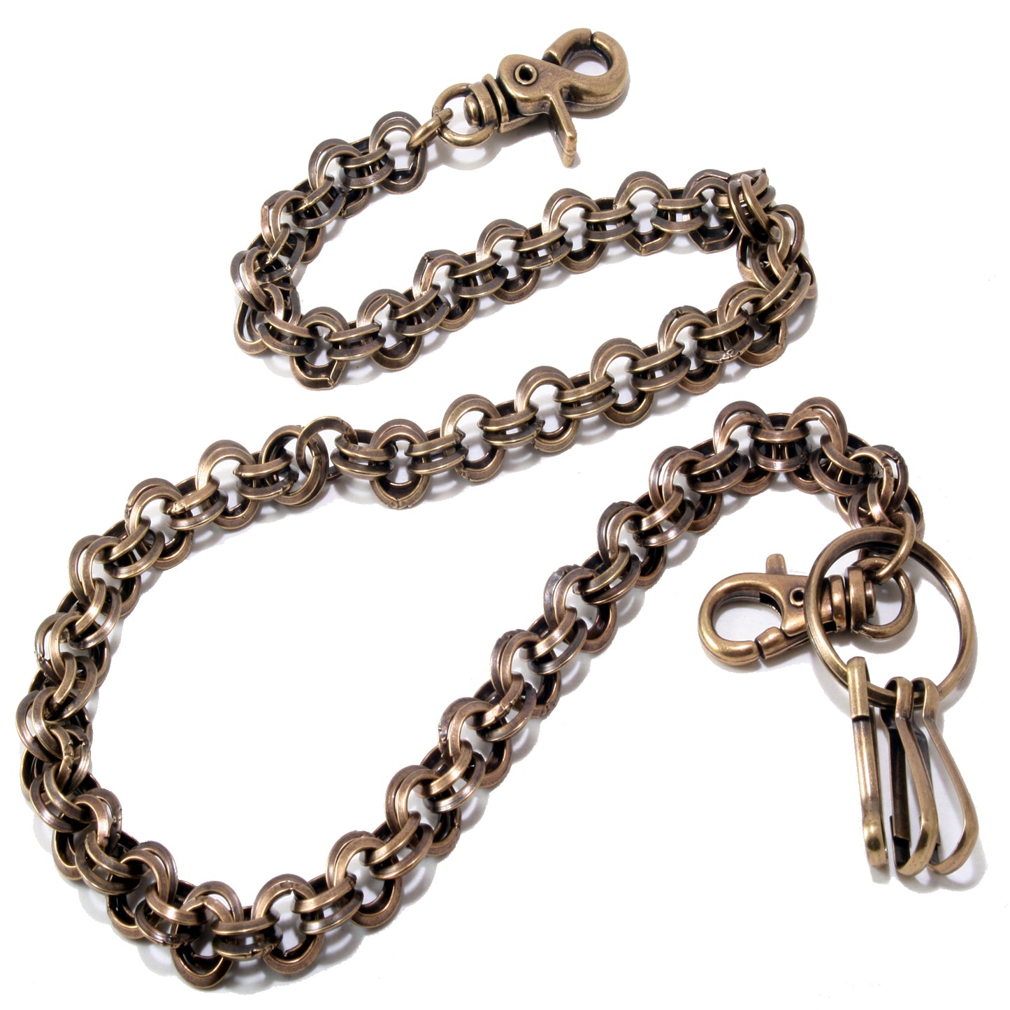 DK 2 Ring Biker Trucker Keychain Key Jean Wallet Chain (26.5") Silver CS125MLT