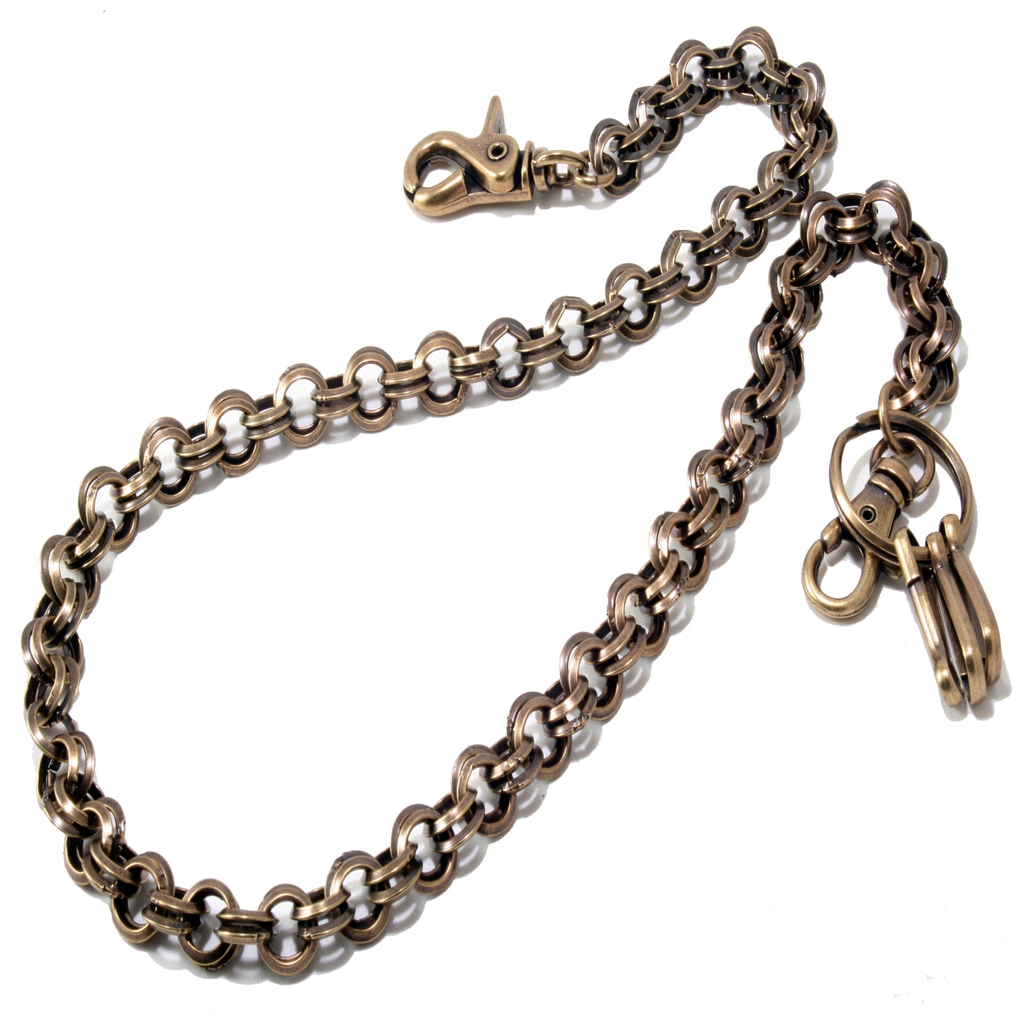 DK 2 Ring Biker Trucker Keychain Key Jean Wallet Chain (26.5") Silver CS125MLT