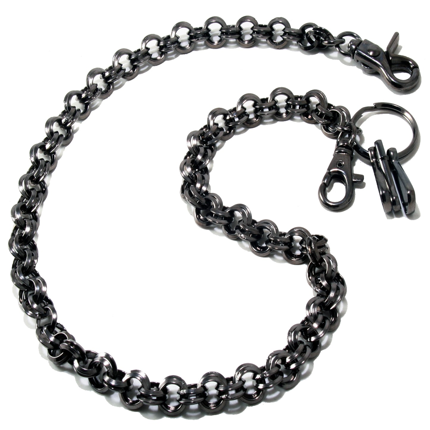 DK 2 Ring Biker Trucker Keychain Key Jean Wallet Chain (26.5") Silver CS125MLT