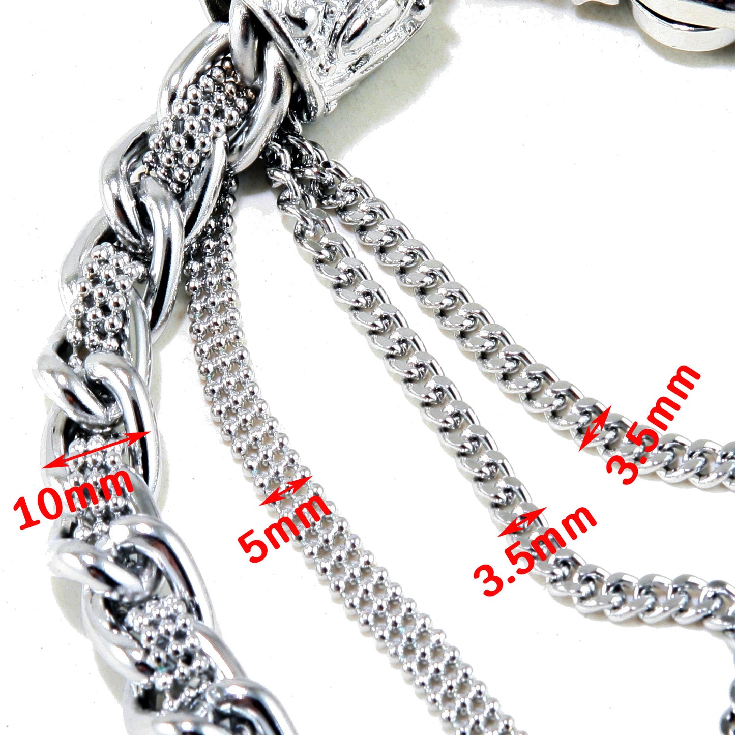 DK 3 Line Decorative Biker Trucker Key Jean Wallet Chain (26.5") Silver CS13