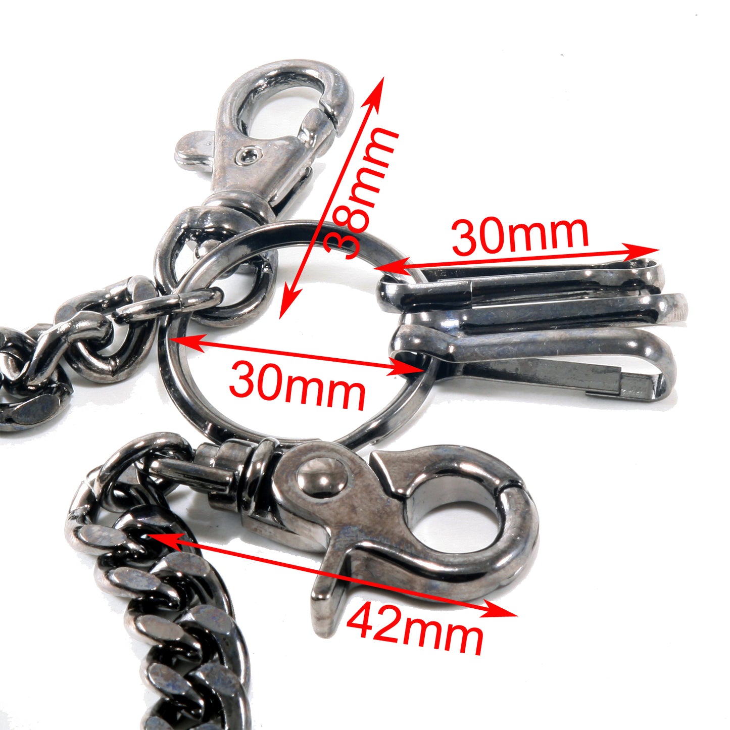 DK EMO Thick Basic Biker Trucker Keychain Key Jean Wallet Chain (23") BRN,SLV,BLK CS150MLT