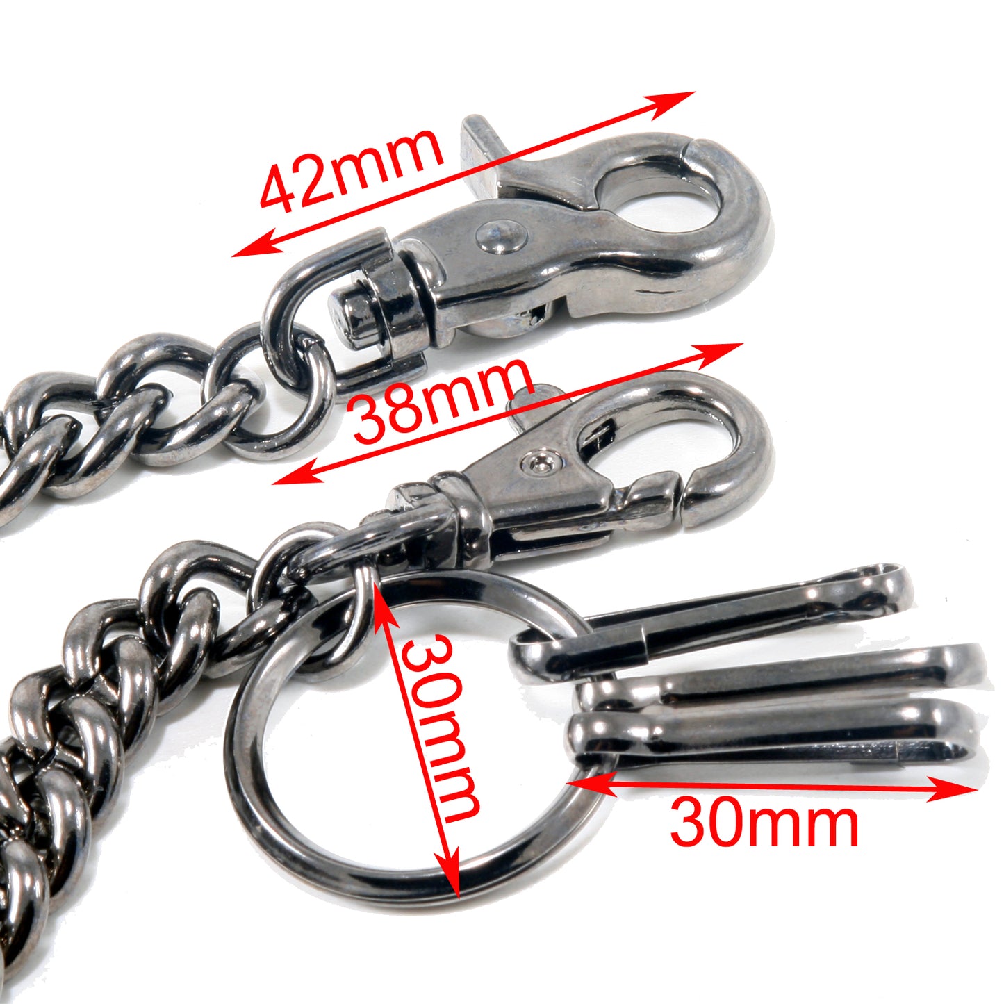 DK EMO Thick Basic Biker Trucker Keychain Key Jean Wallet Chain (21") SLV/BLK/BRN CS152MLT