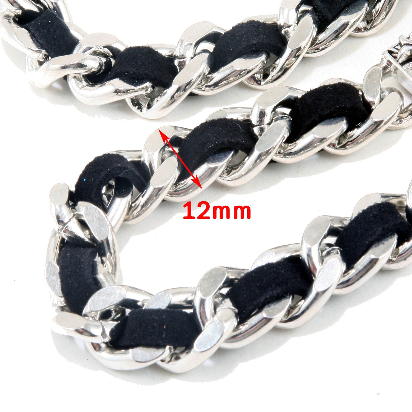DK EMO Square Cross & Suede Trucker Biker Key Jean Wallet Chain (27") Silver CS18