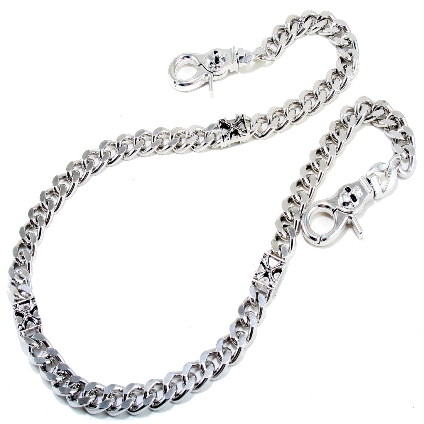 DK EMO Square Cross & Suede Trucker Biker Key Jean Wallet Chain (27") Silver CS18