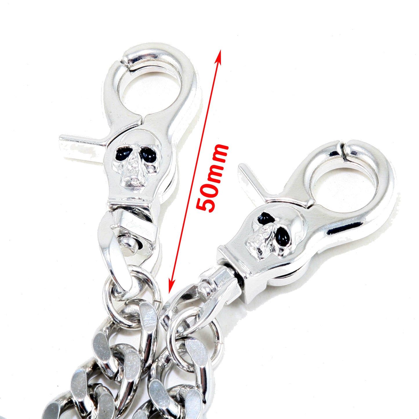 DK EMO Square Cross & Suede Trucker Biker Key Jean Wallet Chain (27") Silver CS18