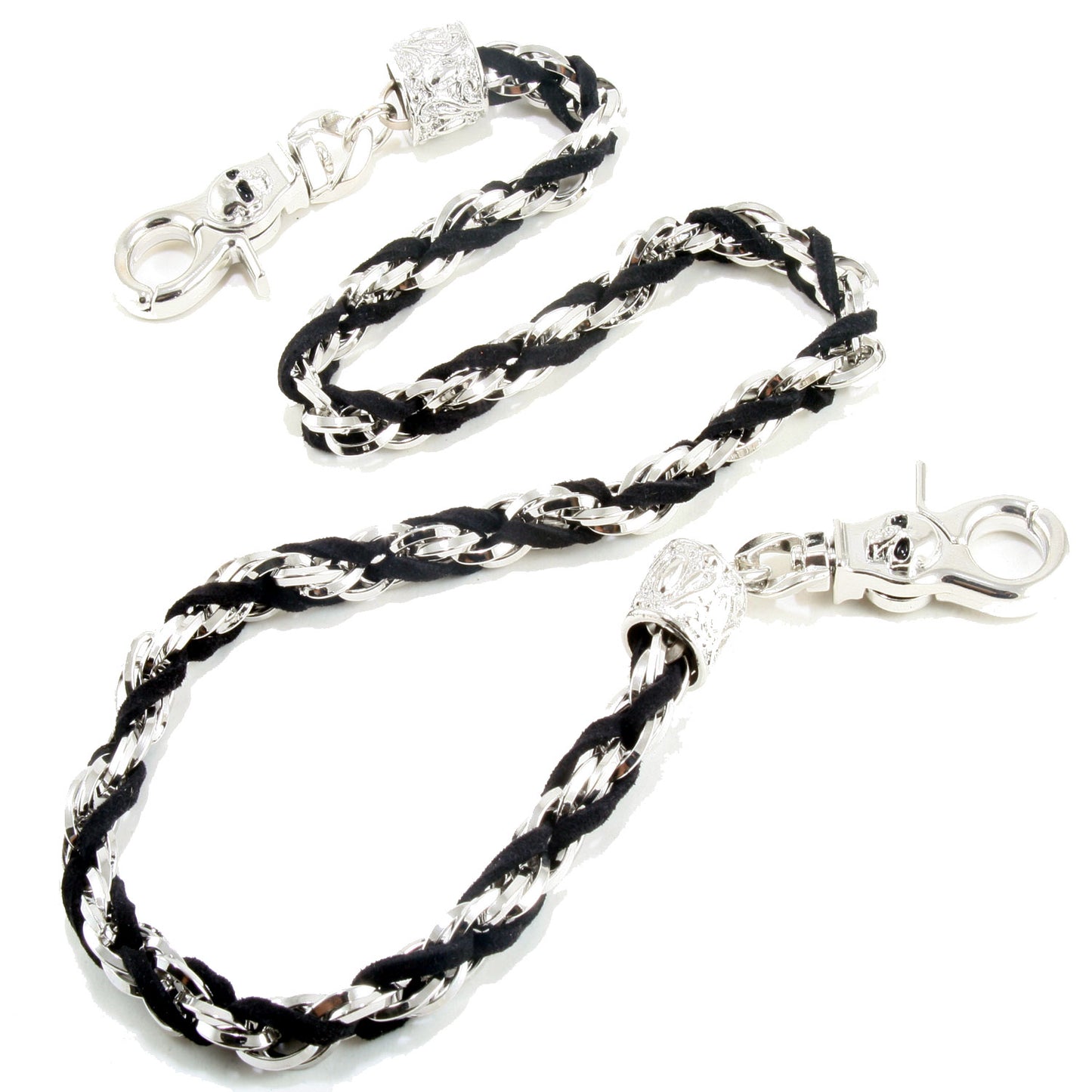 DK EMO Basic Suede & Twisted Biker Trucker Key Jean Wallet Chain (27") Black CS19