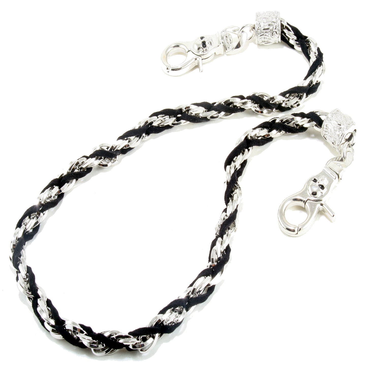 DK EMO Basic Suede & Twisted Biker Trucker Key Jean Wallet Chain (27") Black CS19