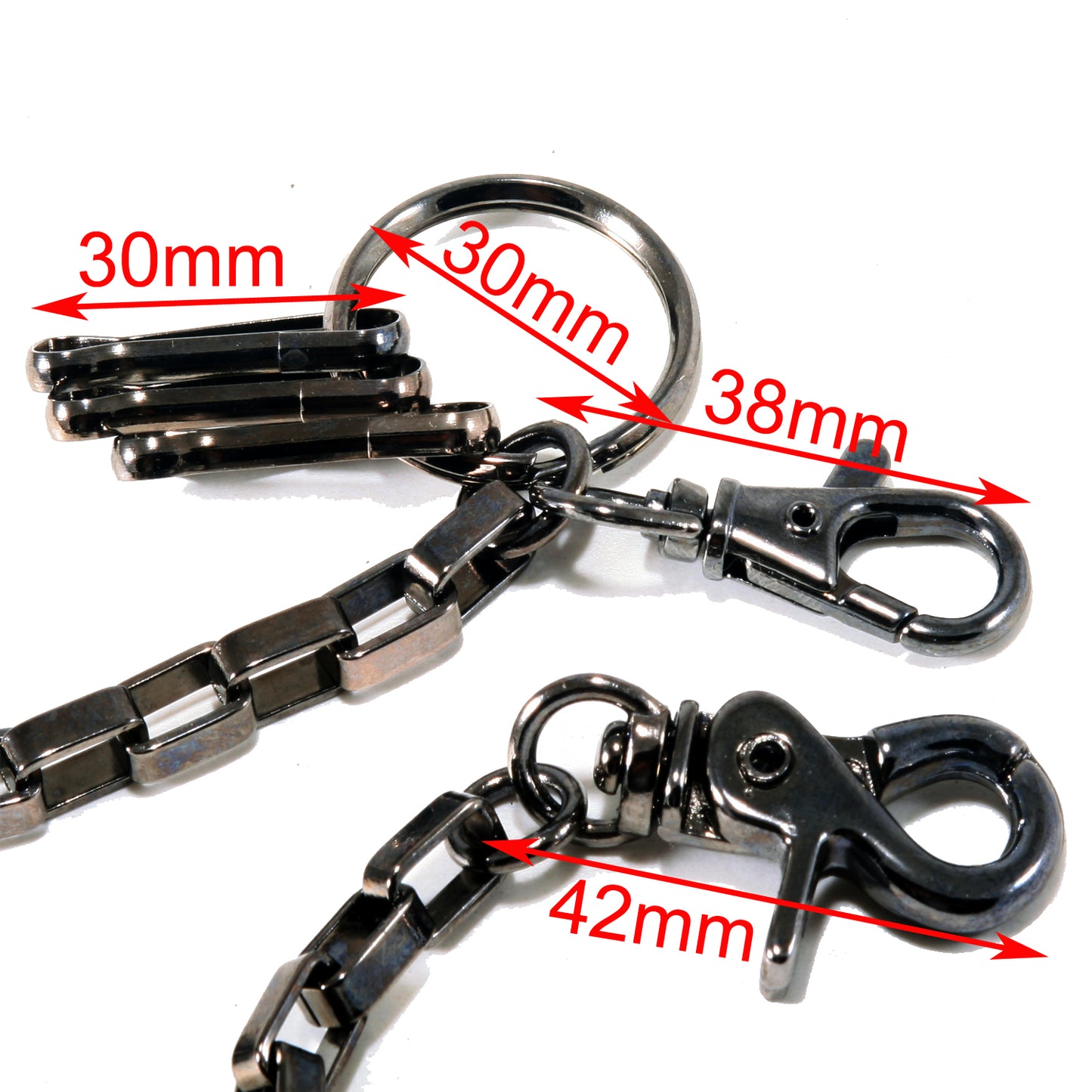 DK Basic Square Connect Biker Trucker Key Jean Wallet Chain (20/30") SLV/BLK/BRN CS21MLT