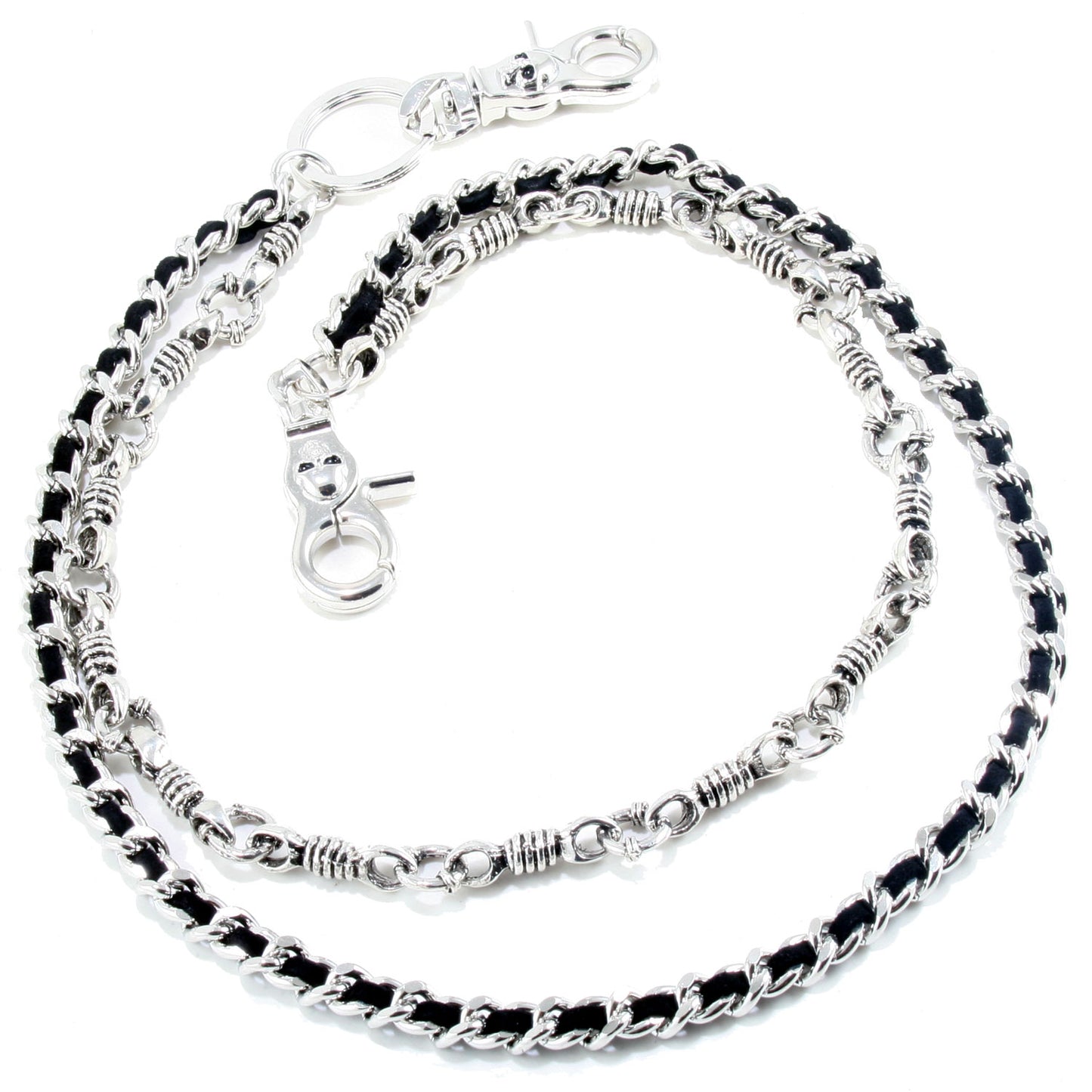 DK Suede Roof Biker Trucker Key Pocket Jean Wallet Chain (25") Silver CS22