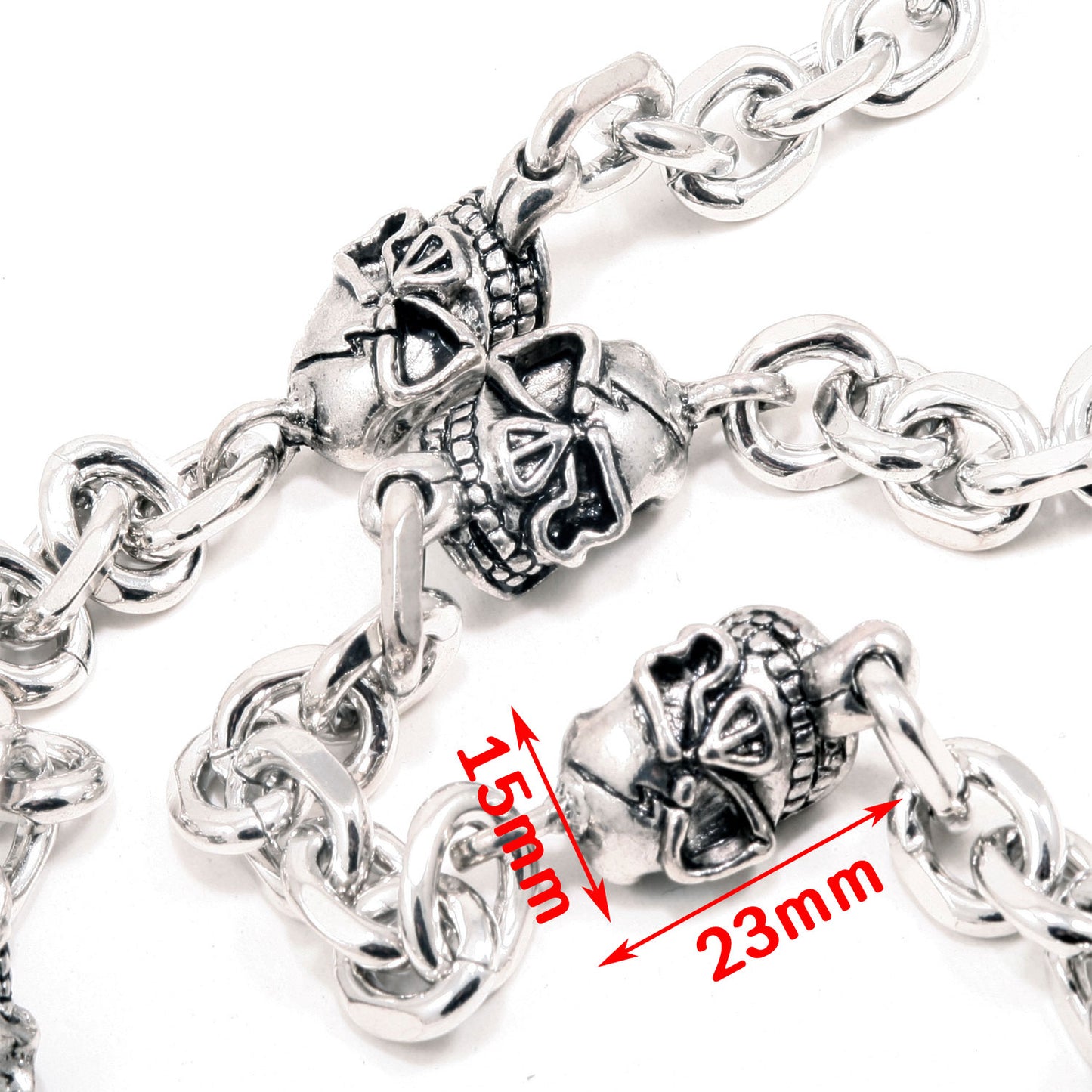 DK EMO Hook Clip Skull Biker Trucker Key Jean Wallet Chain (27.5") SLV/BLK CS28MLT