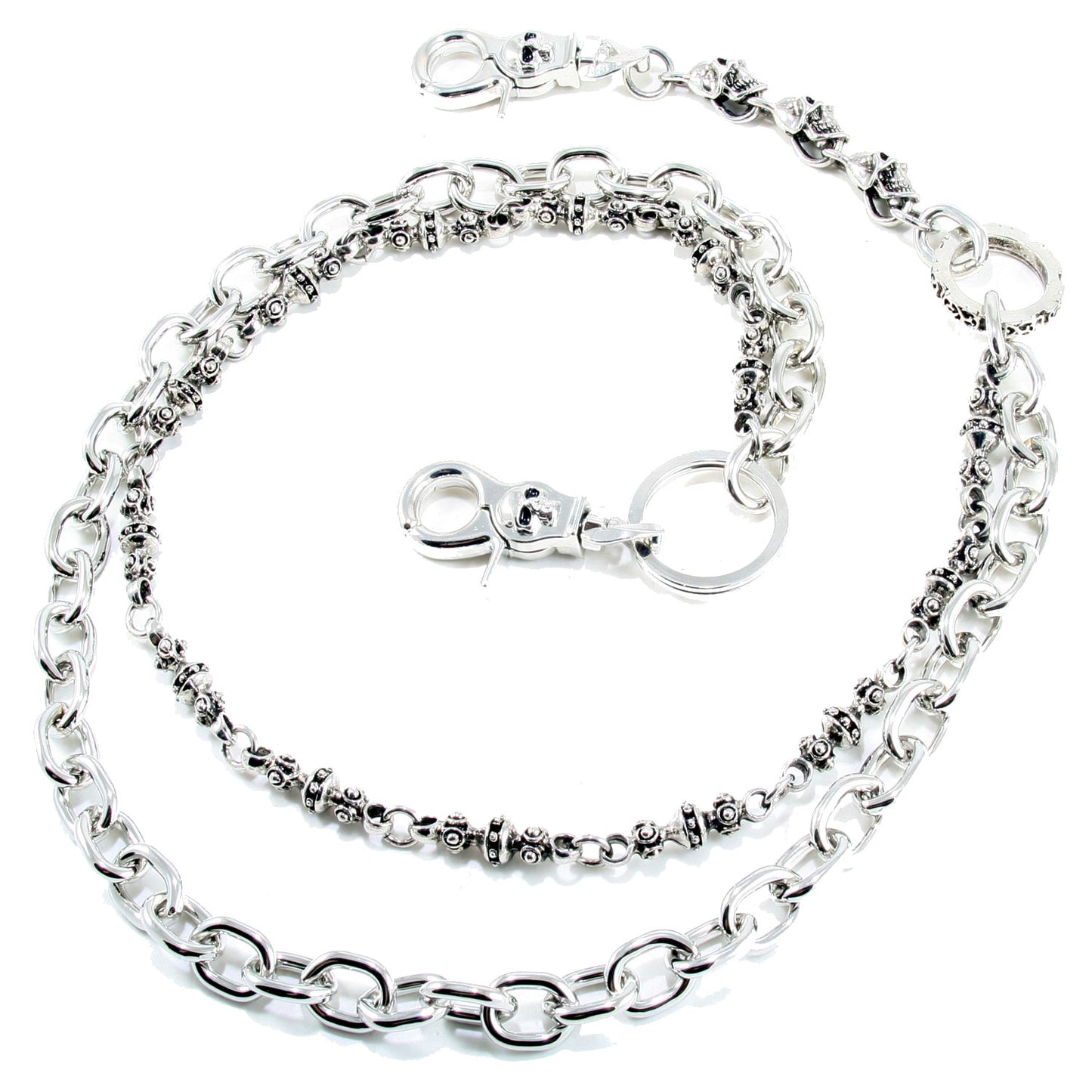 DK 2 Roof Basic Skull Biker Trucker Key Jean Wallet Chain (22/25.5") Silver CS29