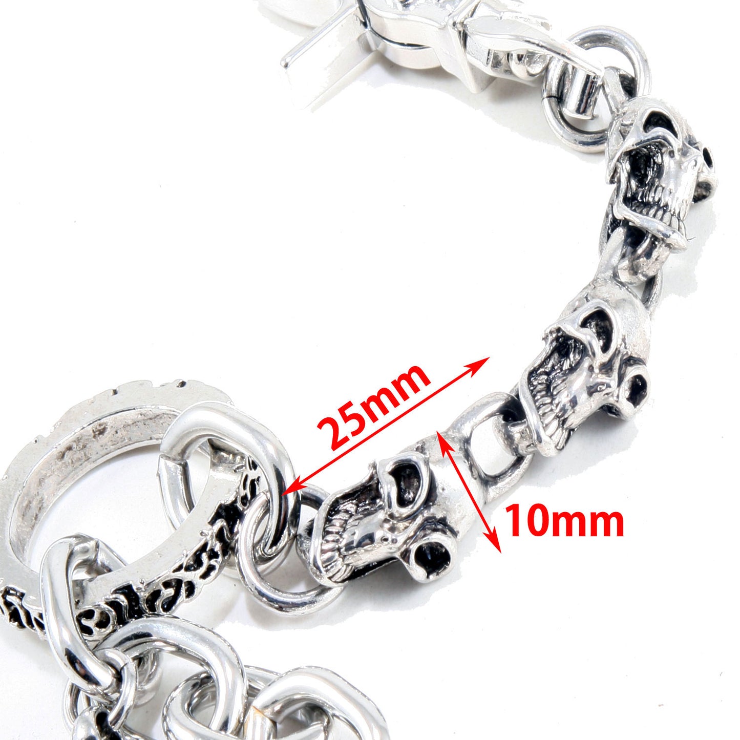 DK 2 Roof Basic Skull Biker Trucker Key Jean Wallet Chain (22/25.5") Silver CS29