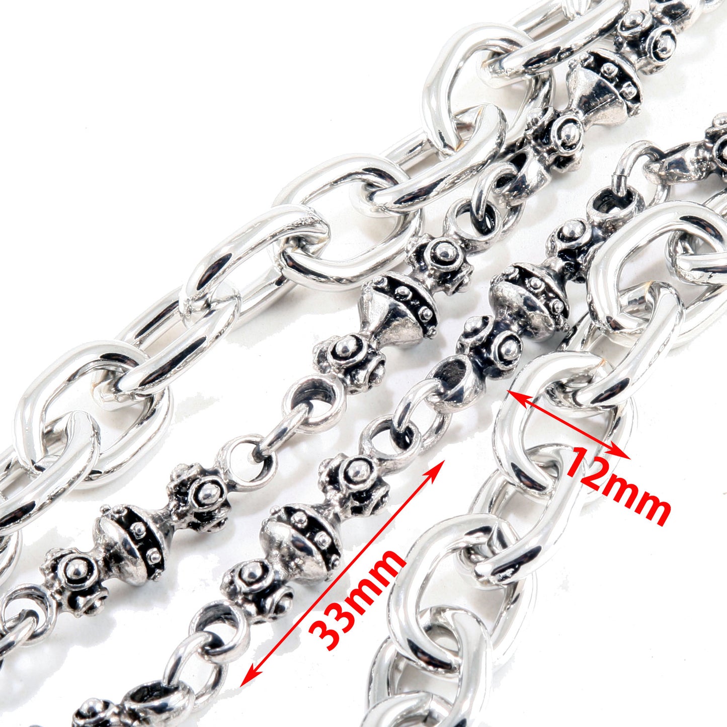 DK 2 Roof Basic Skull Biker Trucker Key Jean Wallet Chain (22/25.5") Silver CS29