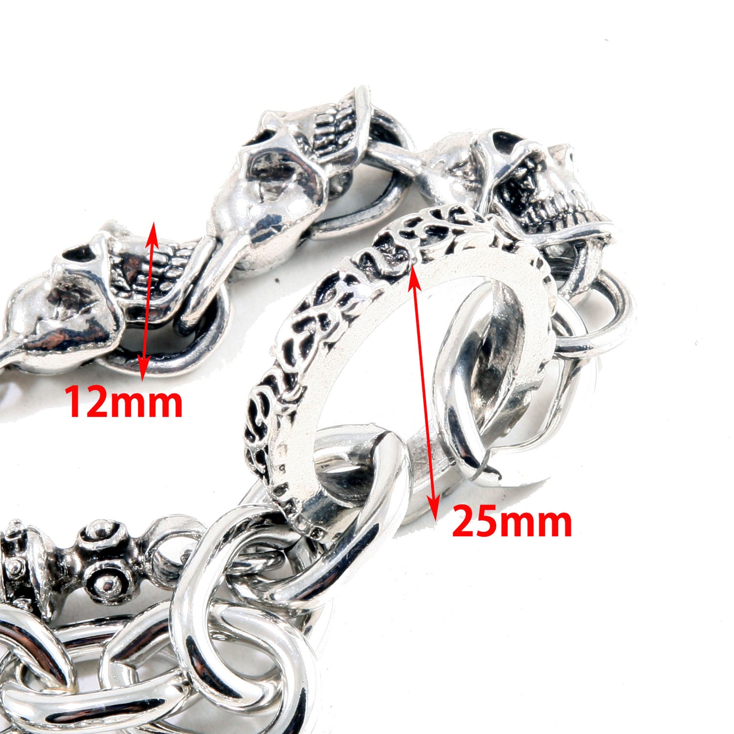 DK 2 Roof Basic Skull Biker Trucker Key Jean Wallet Chain (22/25.5") Silver CS29
