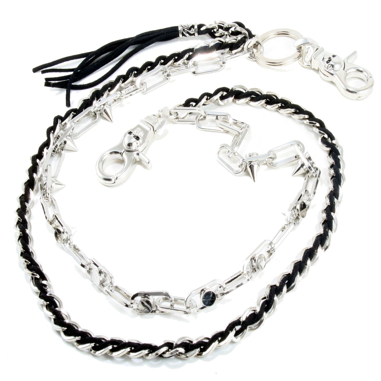 DK 2 Roof Spike Biker Trucker Key Jean Wallet Chain (26.5") Silver/Black CS35